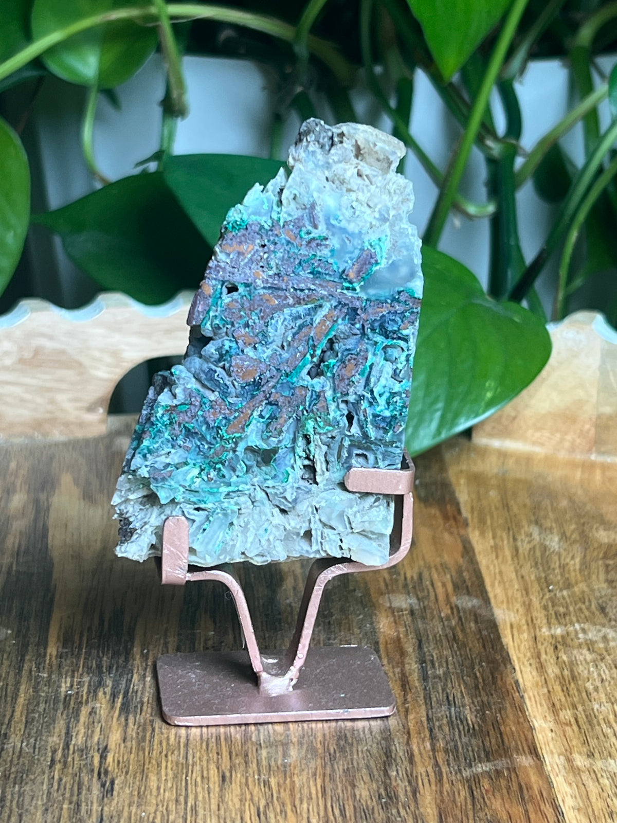 Copper In Malachite Chrysocolla and Chalcedony Slab: R