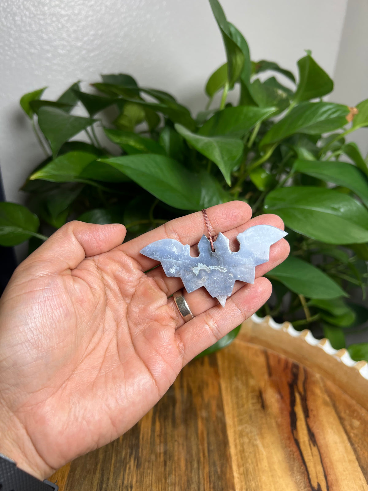 Blue Plume Agate Ornament Bat: DC