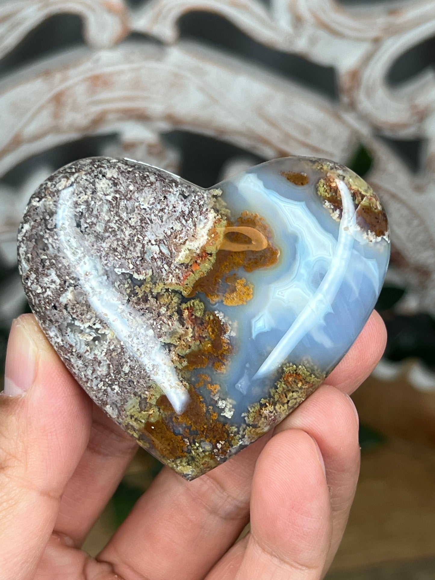 Scenic Moss Agate Heart