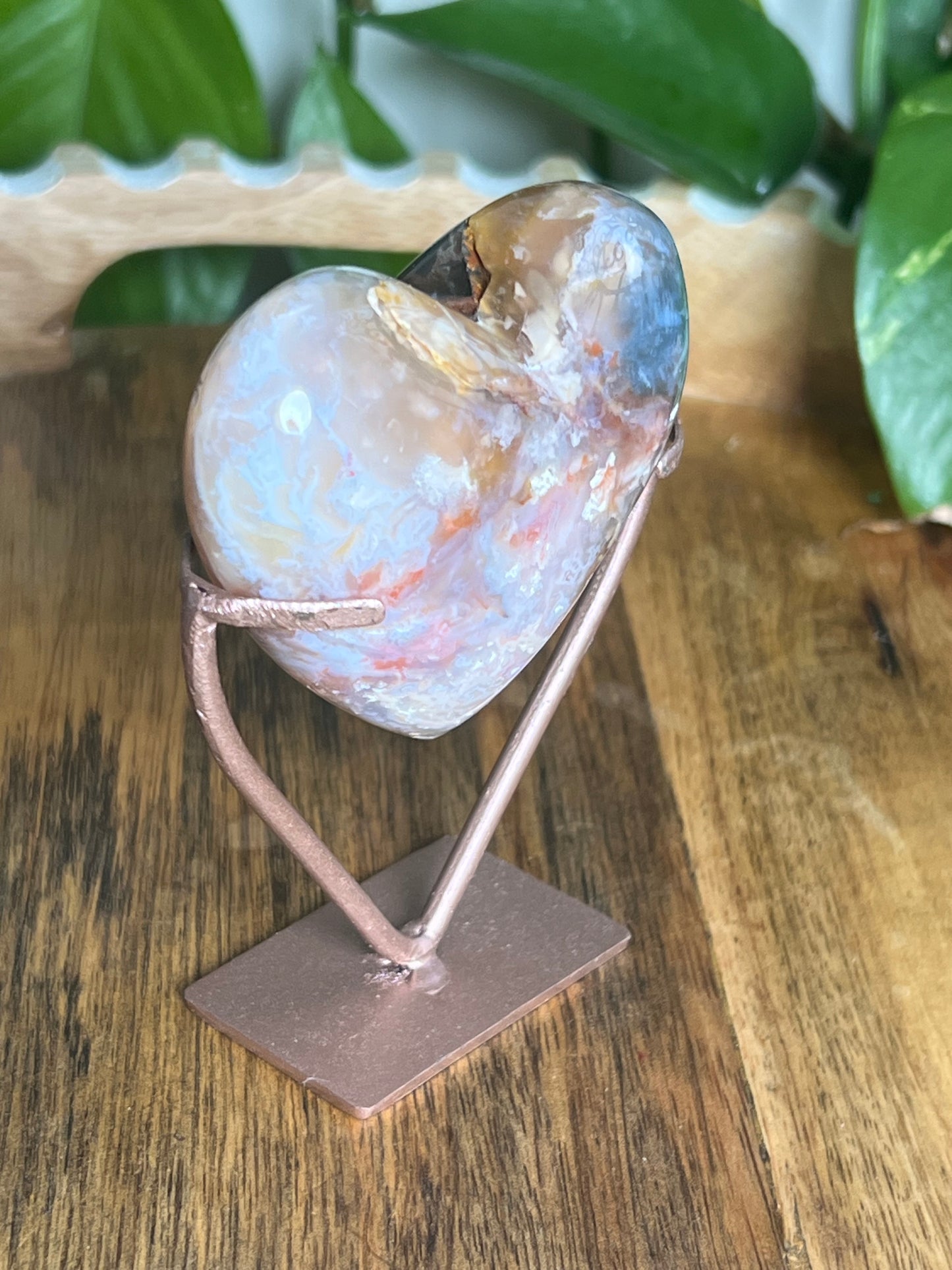 Rainbow Plume Agate Heart TA