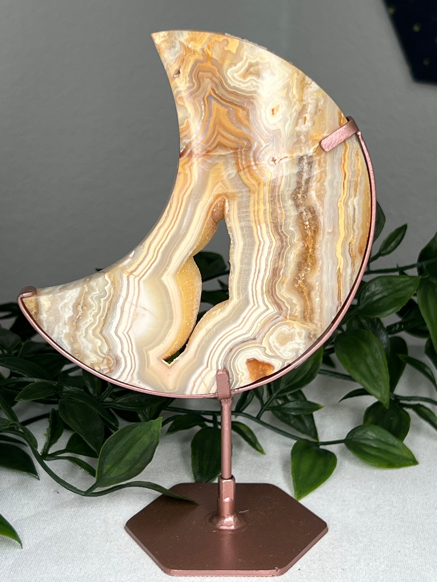 Yellow Crazy Lace Agate Moon