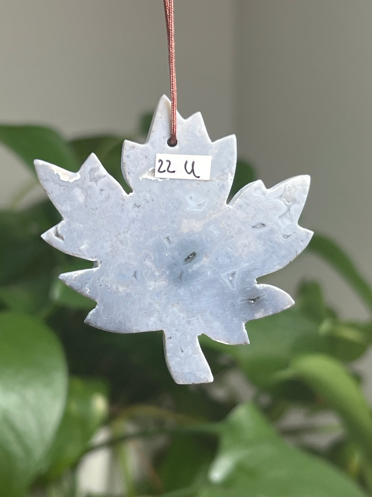 Blue Plume Agate Leaf Ornaments