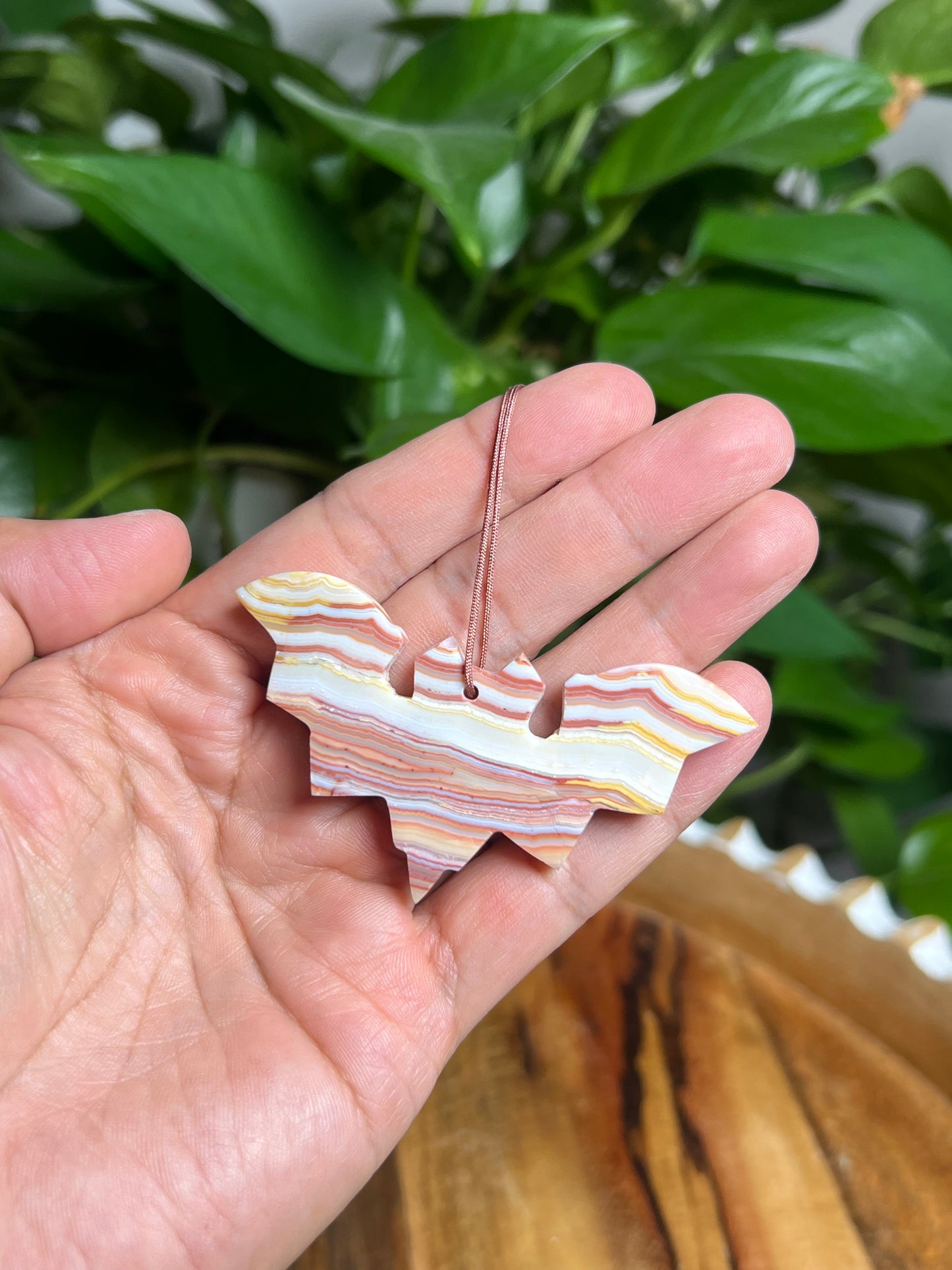 Crazy Lace Agate Ornament Bat: Z