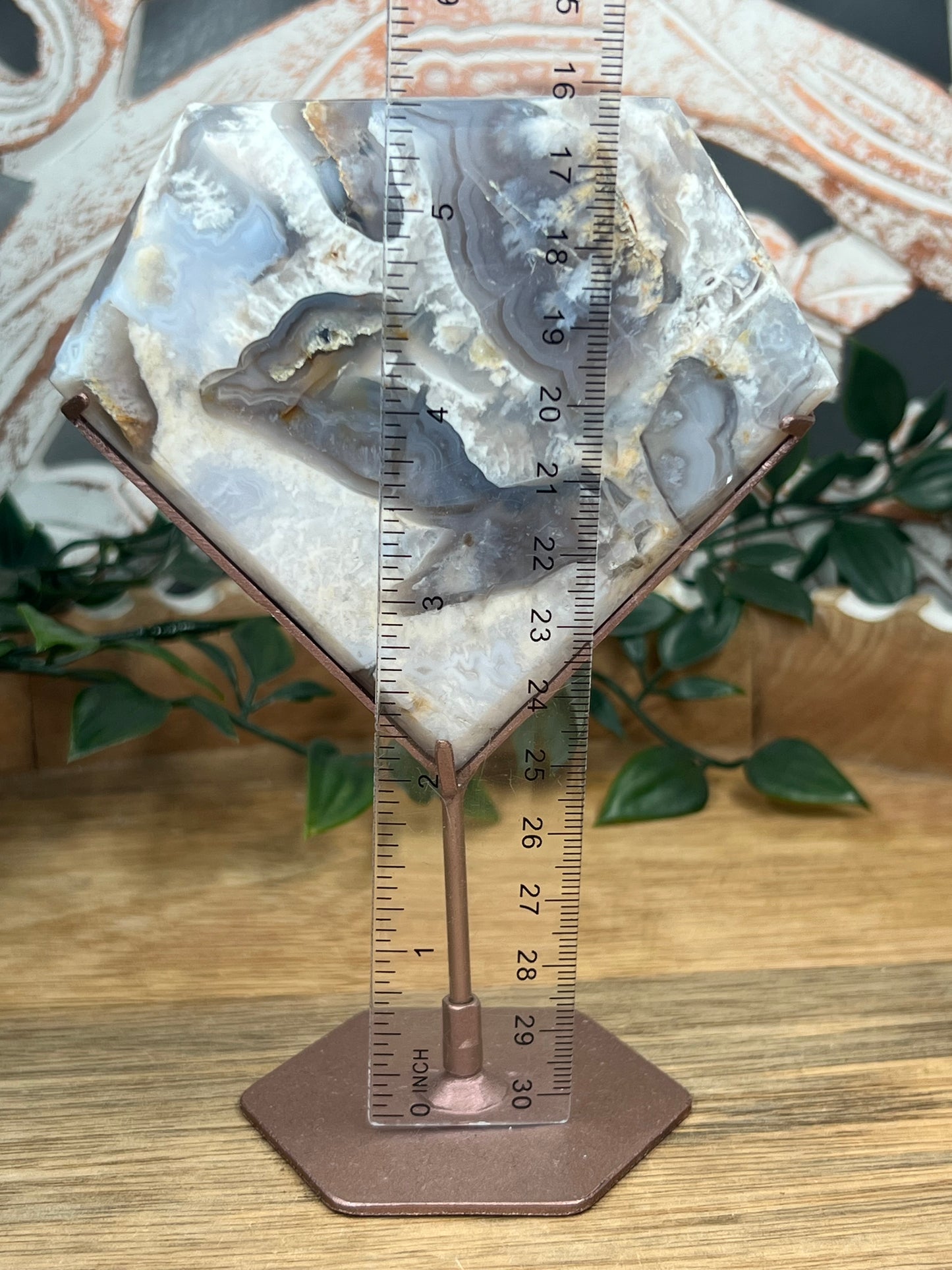 Blue Grey Lace Agate Diamond
