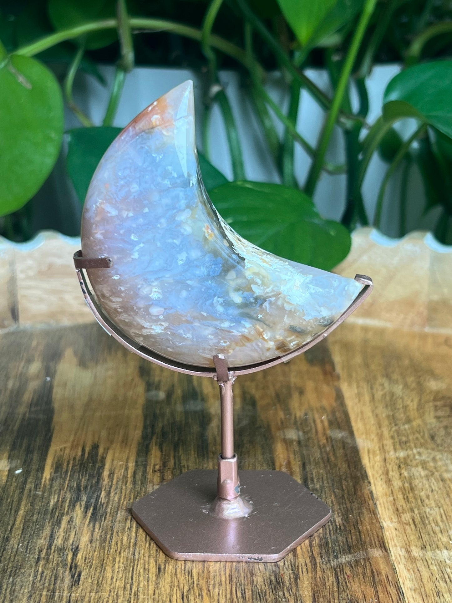 Rainbow Plume Agate Moon: BA