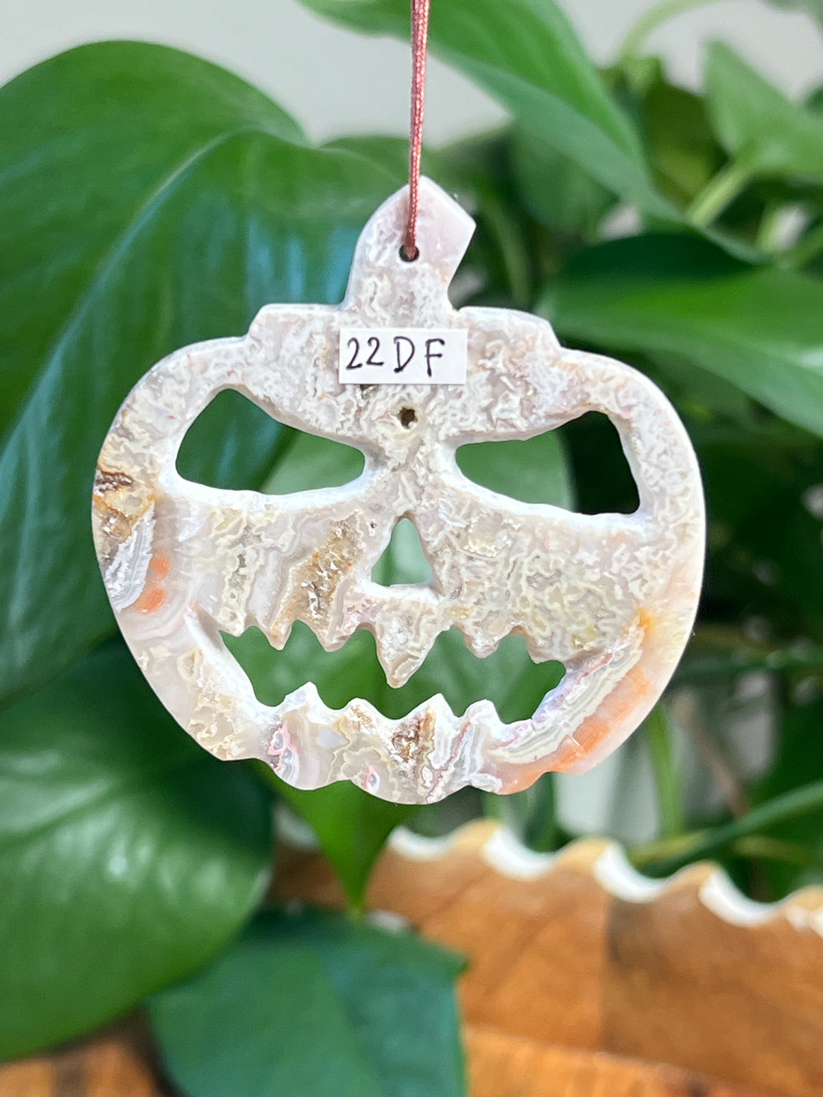 Sumatra Plume Agate Jack-O-Lantern Ornaments