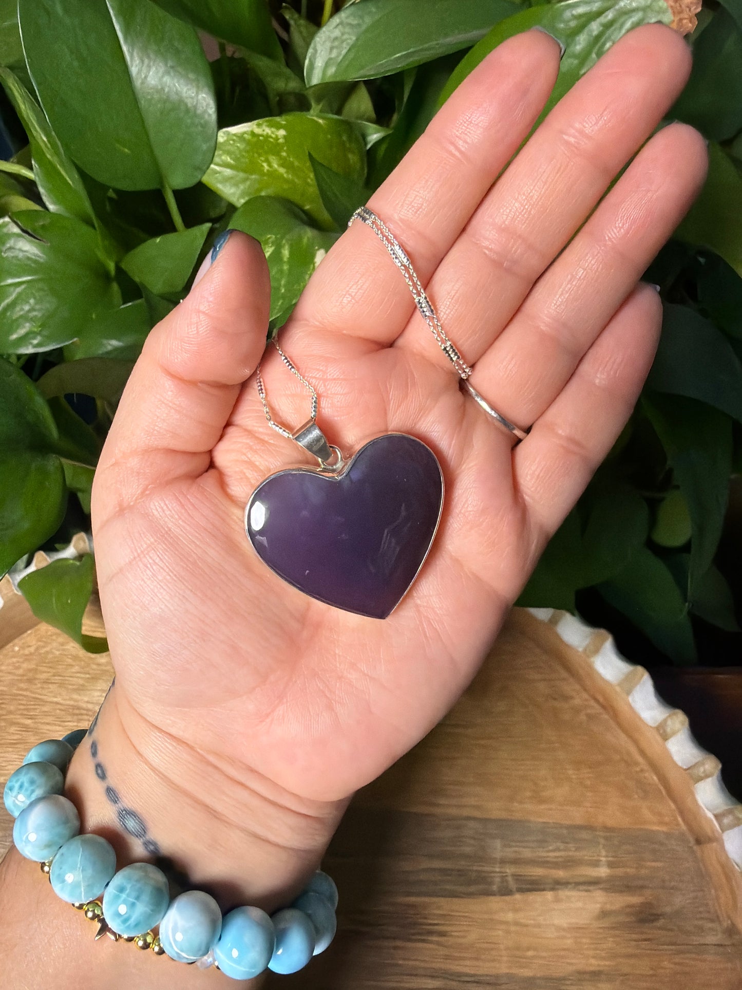 Purple Chalcedony Heart Pendant