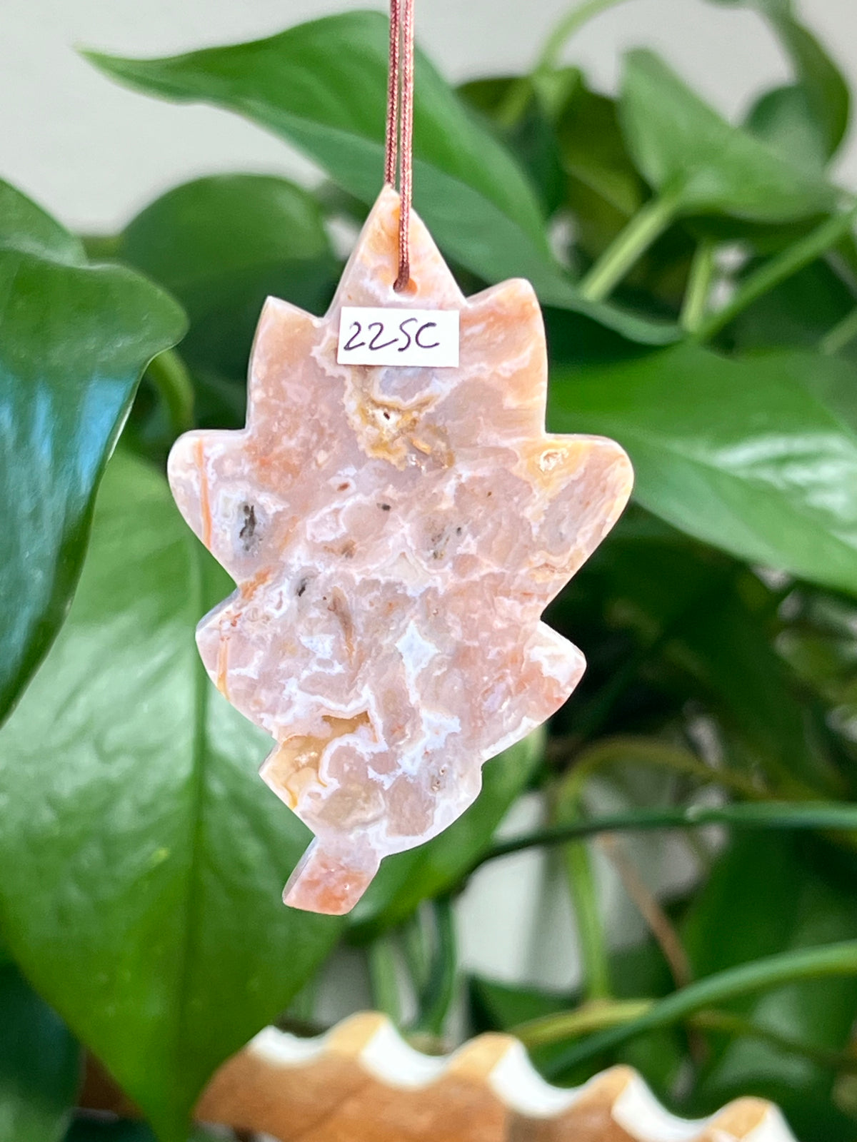 Sumatra Plume Agate Leaf Ornaments