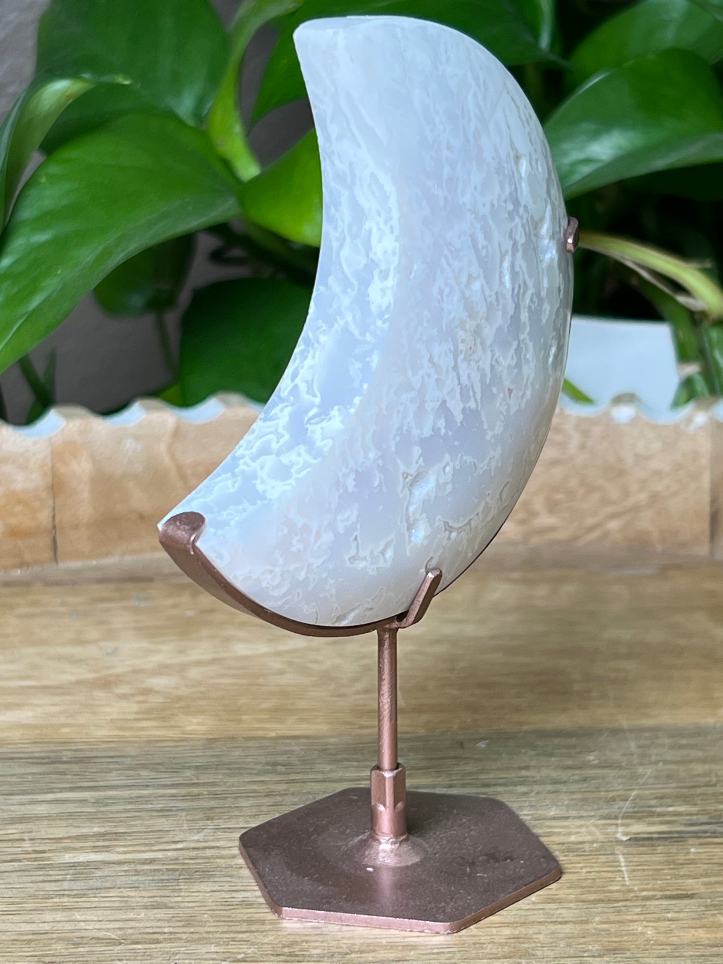 White Plume Agate Moon