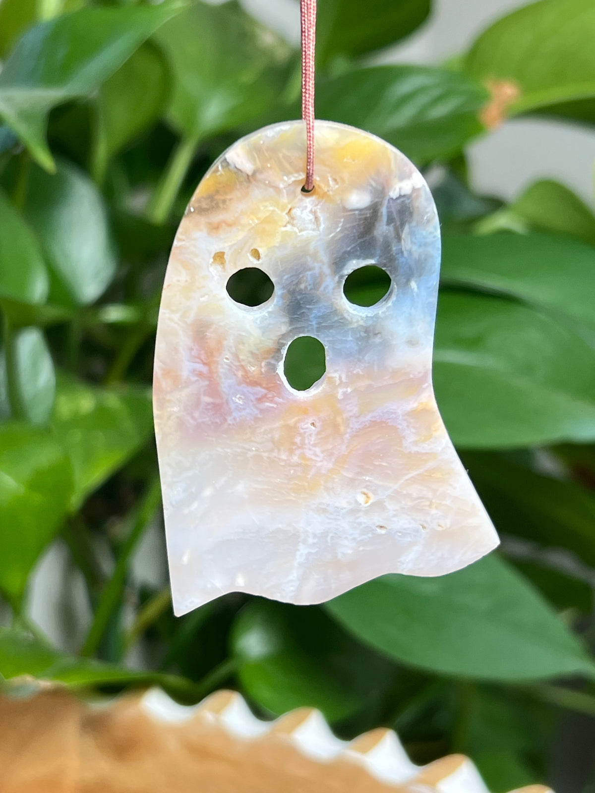 Rainbow Plume Agate Ornament Ghost: KD