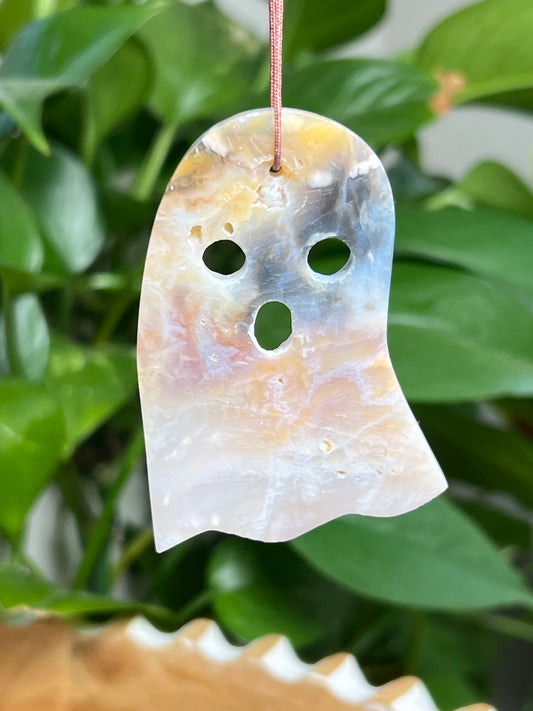 Rainbow Plume Agate Ornament Ghost: KD