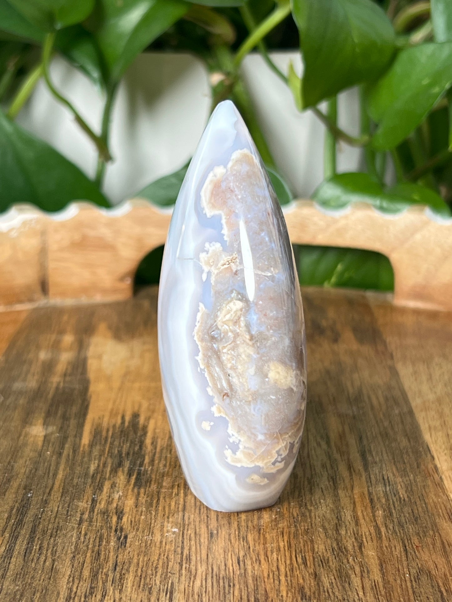 Blue Grey Lace Agate Flame