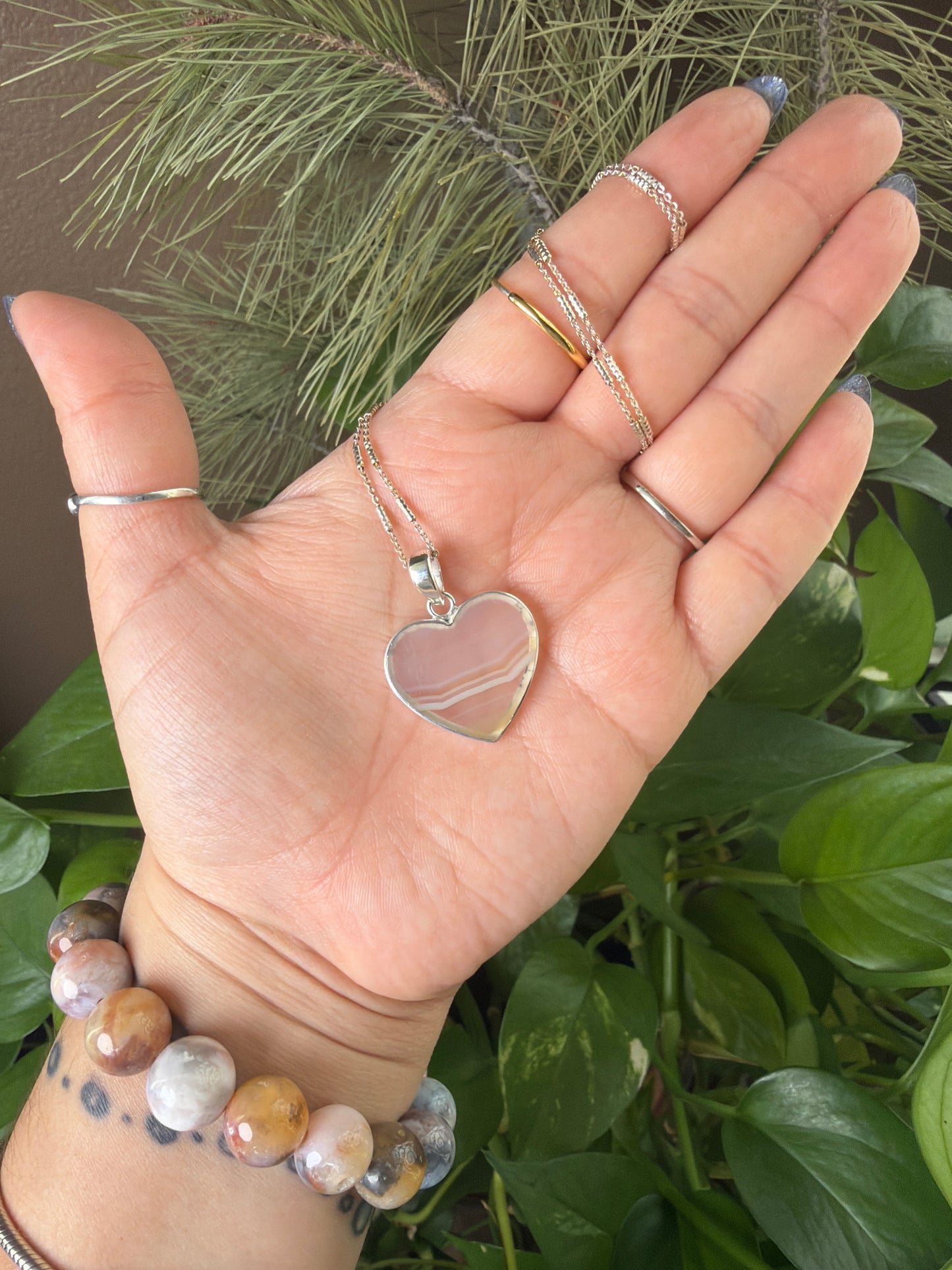 Iris Agate Heart Necklace