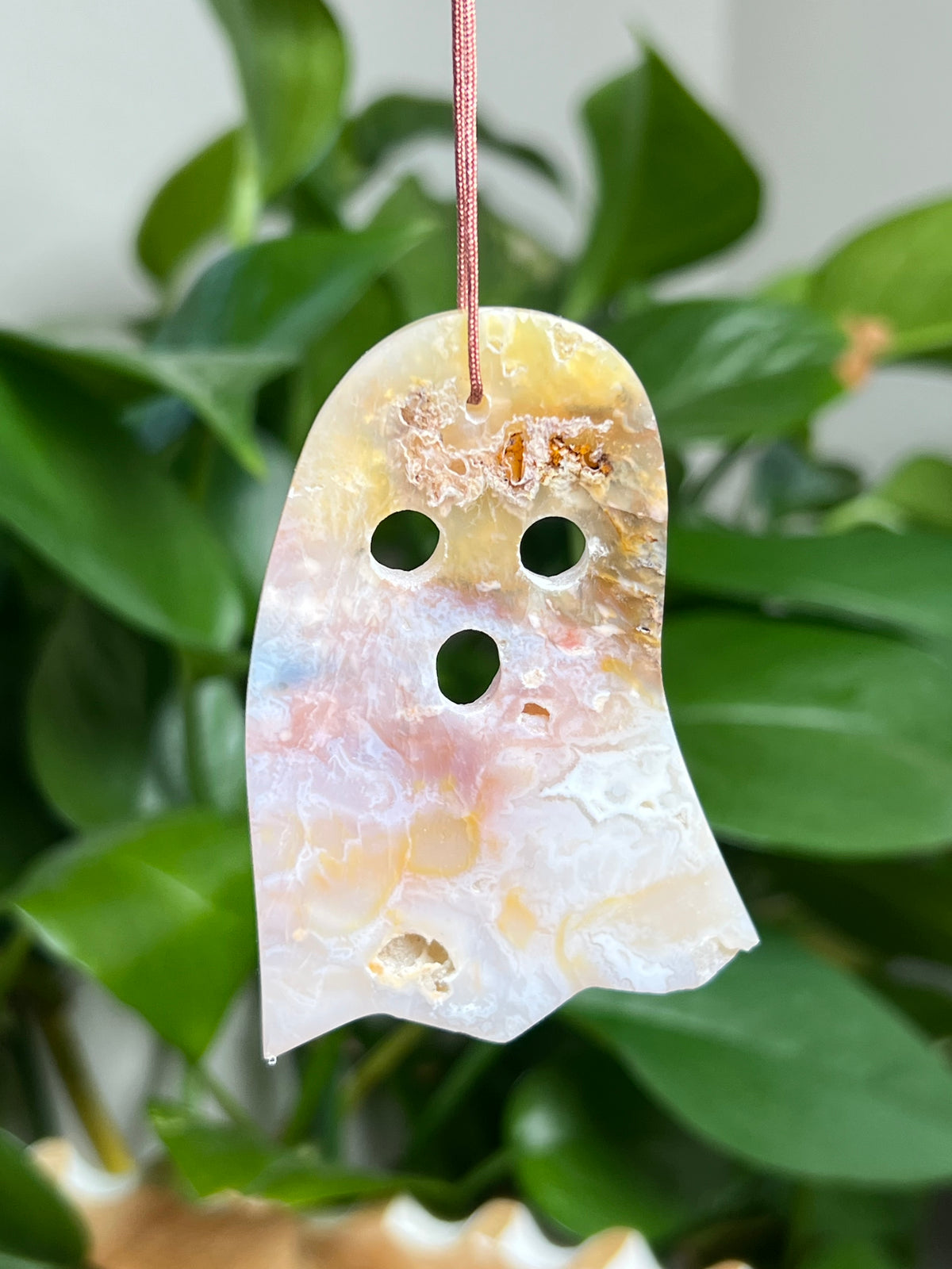 Rainbow Plume Agate Ornament Ghost: KG