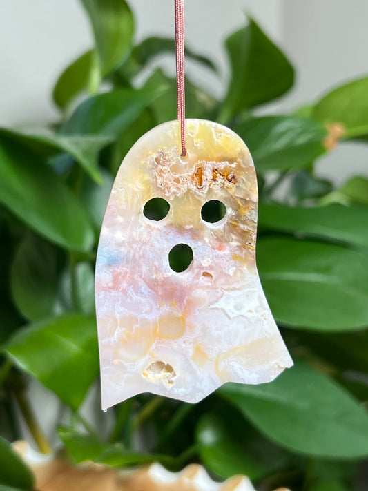 Rainbow Plume Agate Ornament Ghost: KG