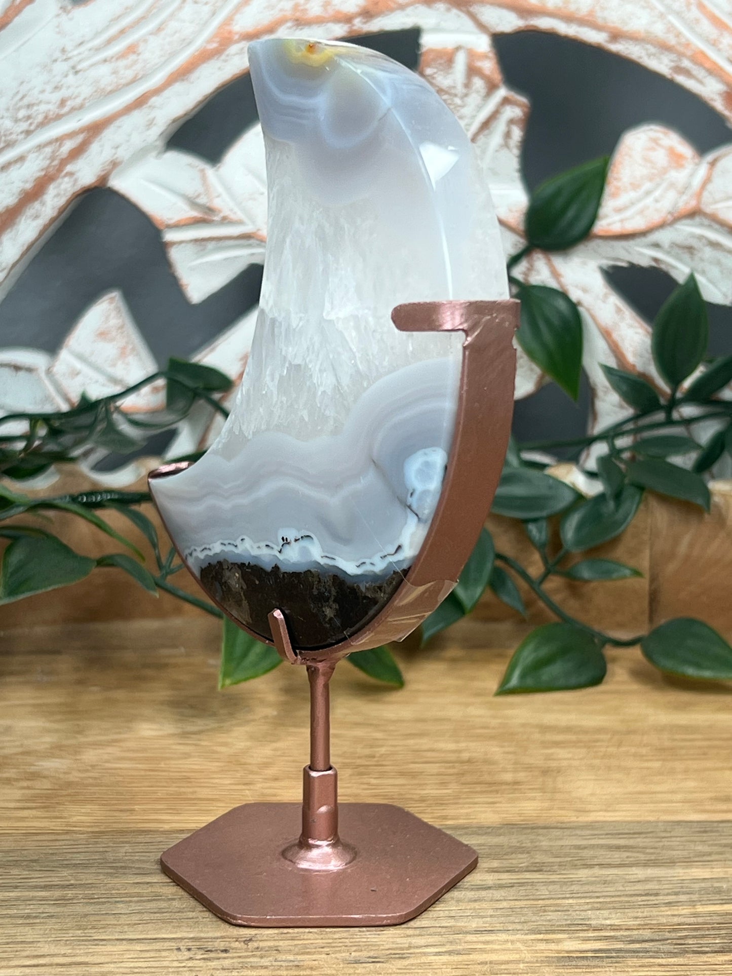 Blue Grey Lace Agate Moon