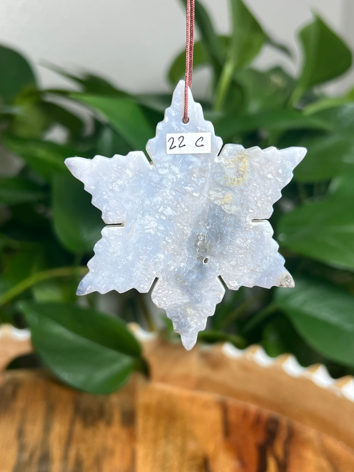 Blue Plume Agate Ornament Snowflake: C