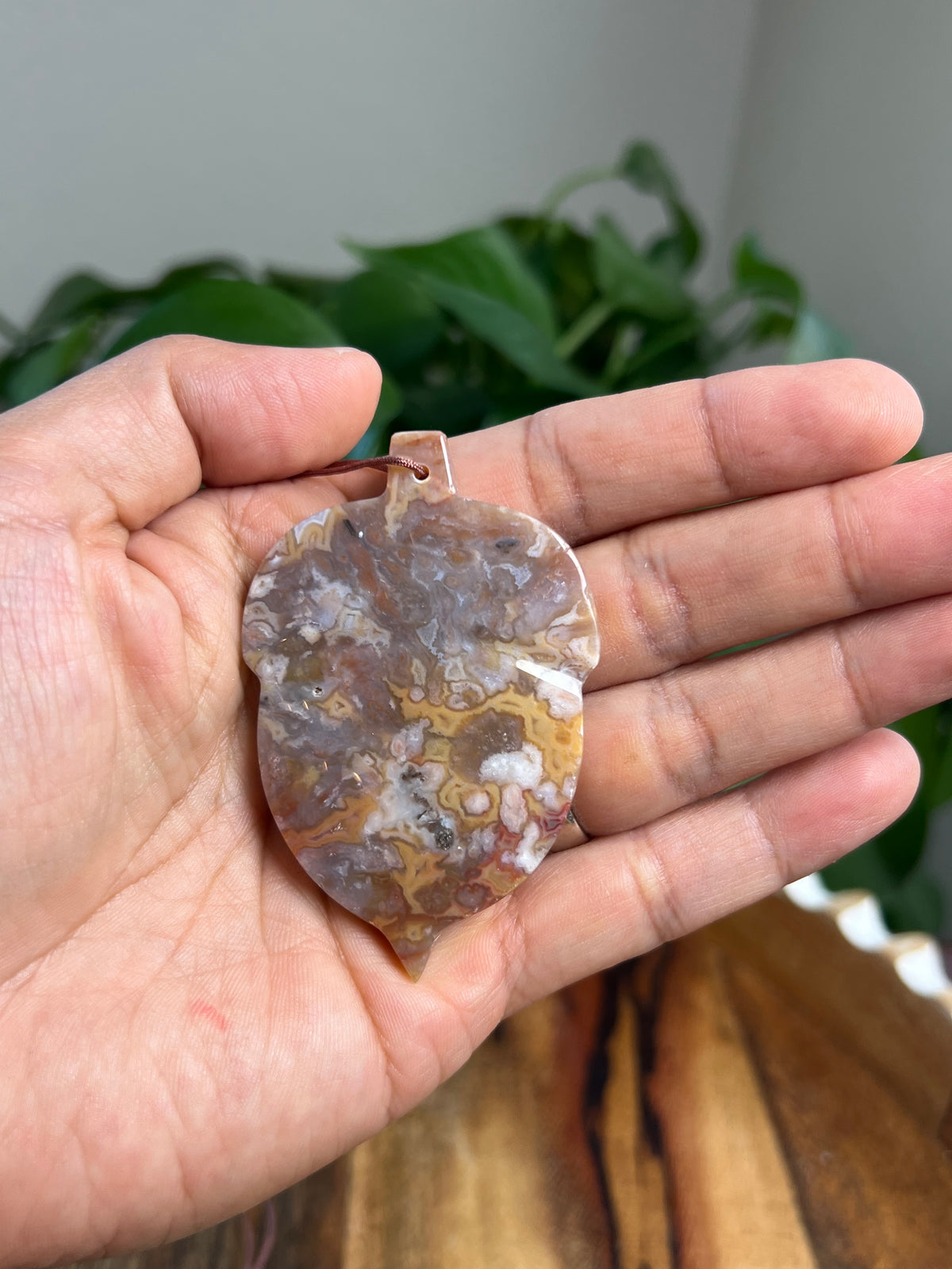 Sumatra Plume Agate Acorn Ornaments