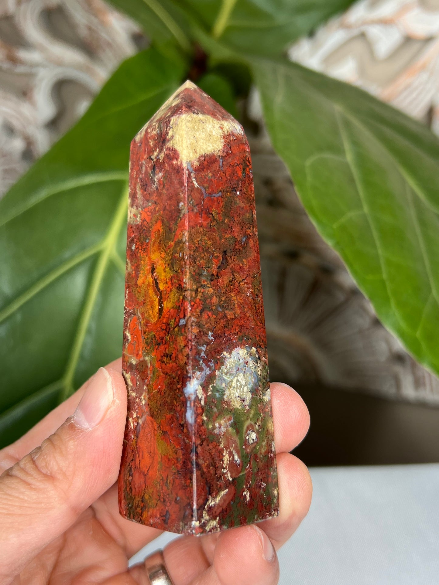 Red Moss Agate Tower