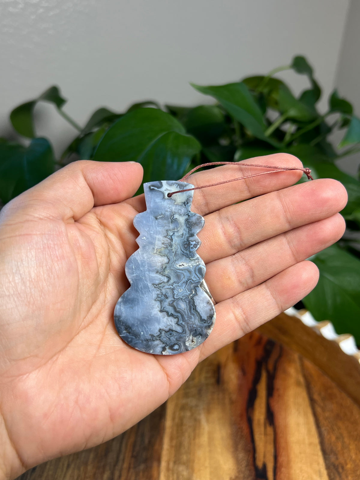 Blue Plume Agate Snowman Ornaments