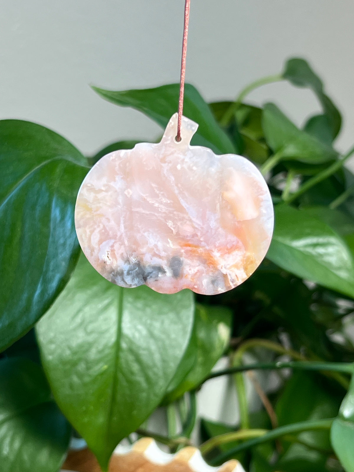 Rainbow Plume Agate Pumpkin Ornaments