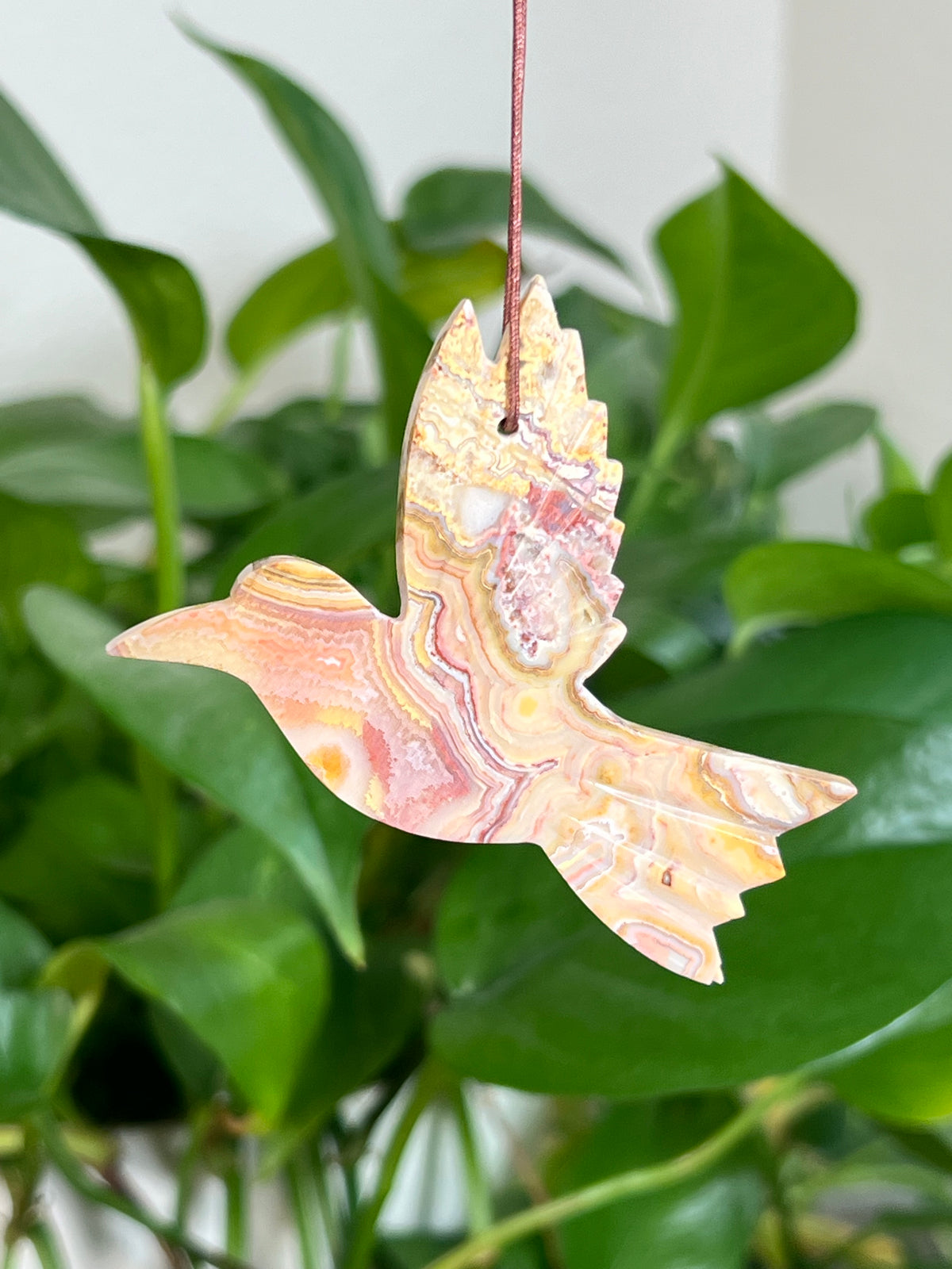 Crazy Lace Agate Hummingbird Ornaments
