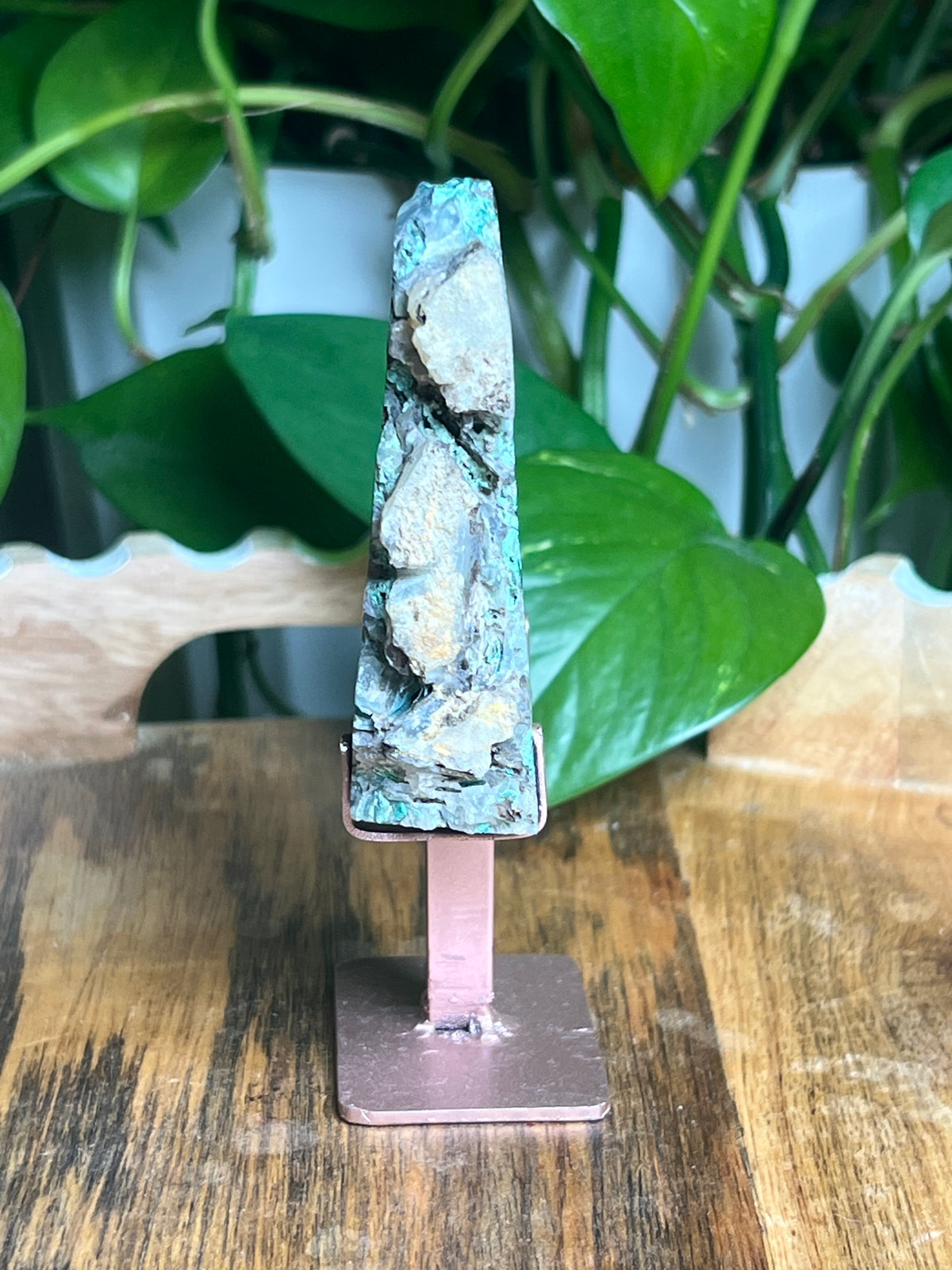 Copper In Malachite Chrysocolla and Chalcedony Slab: Ari