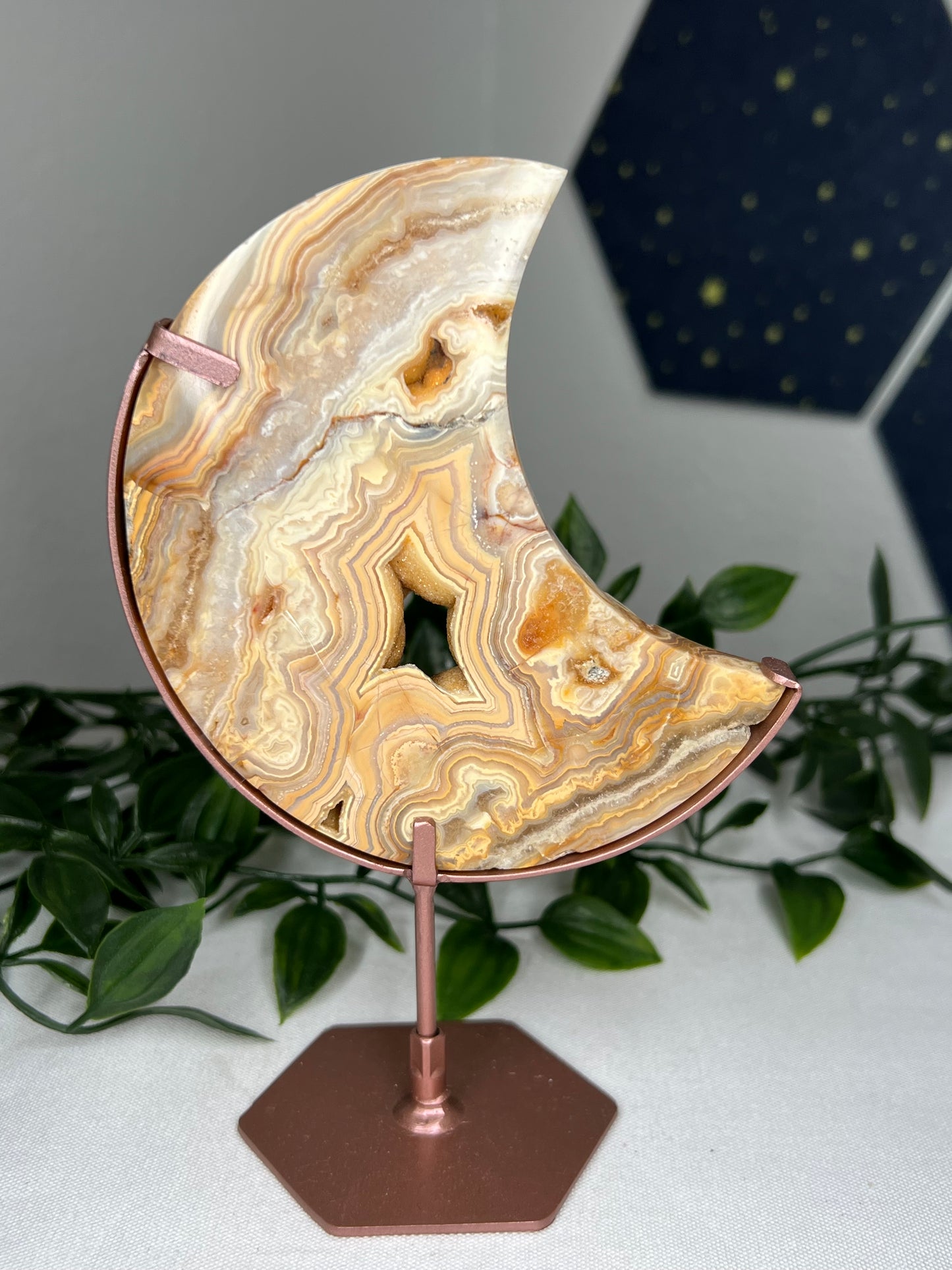Yellow Crazy Lace Agate Moon