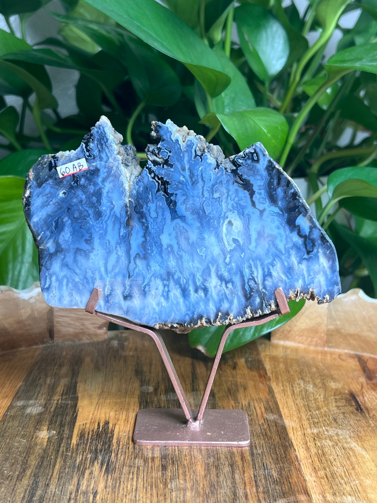 Blue Plume Agate Slab: AB