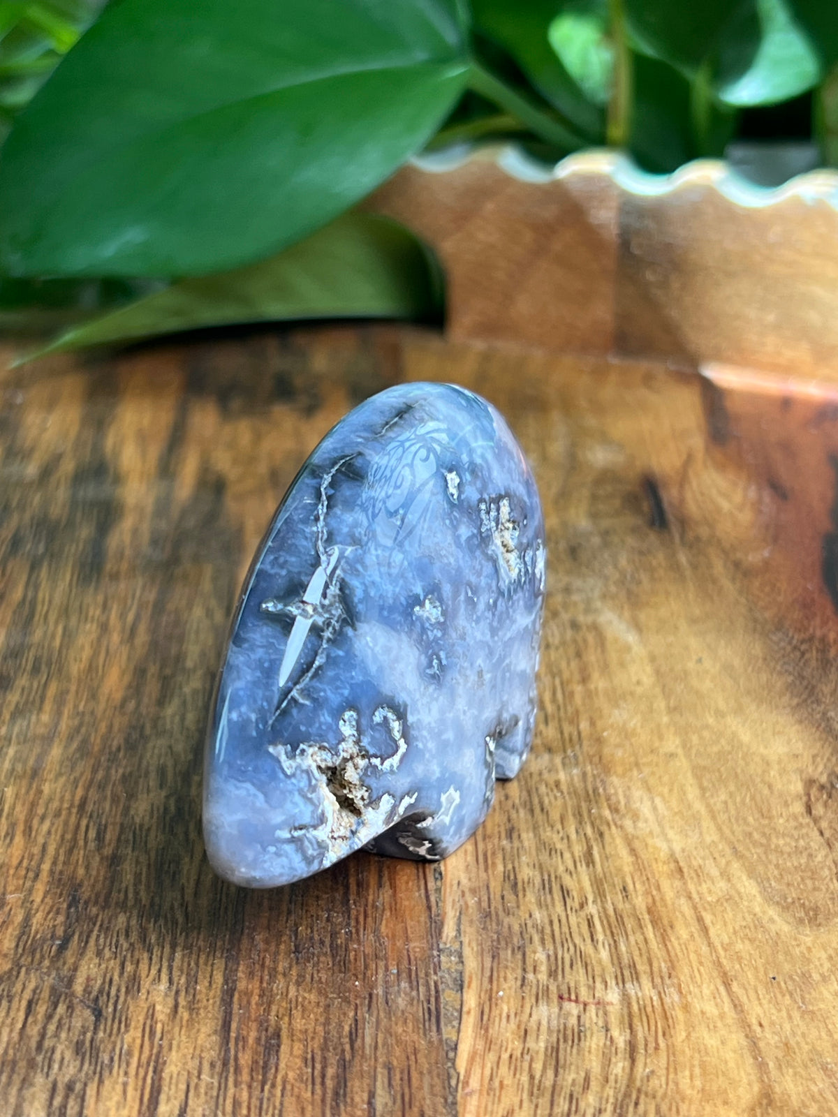 Blue Plume Agate Bear: DA