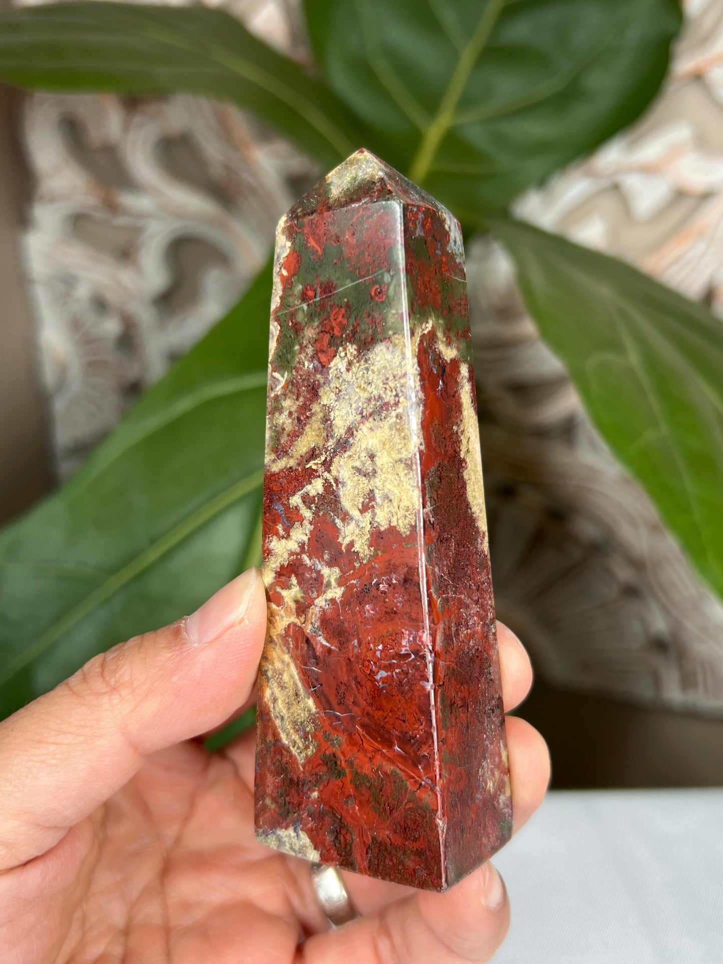 Red Moss Agate Tower