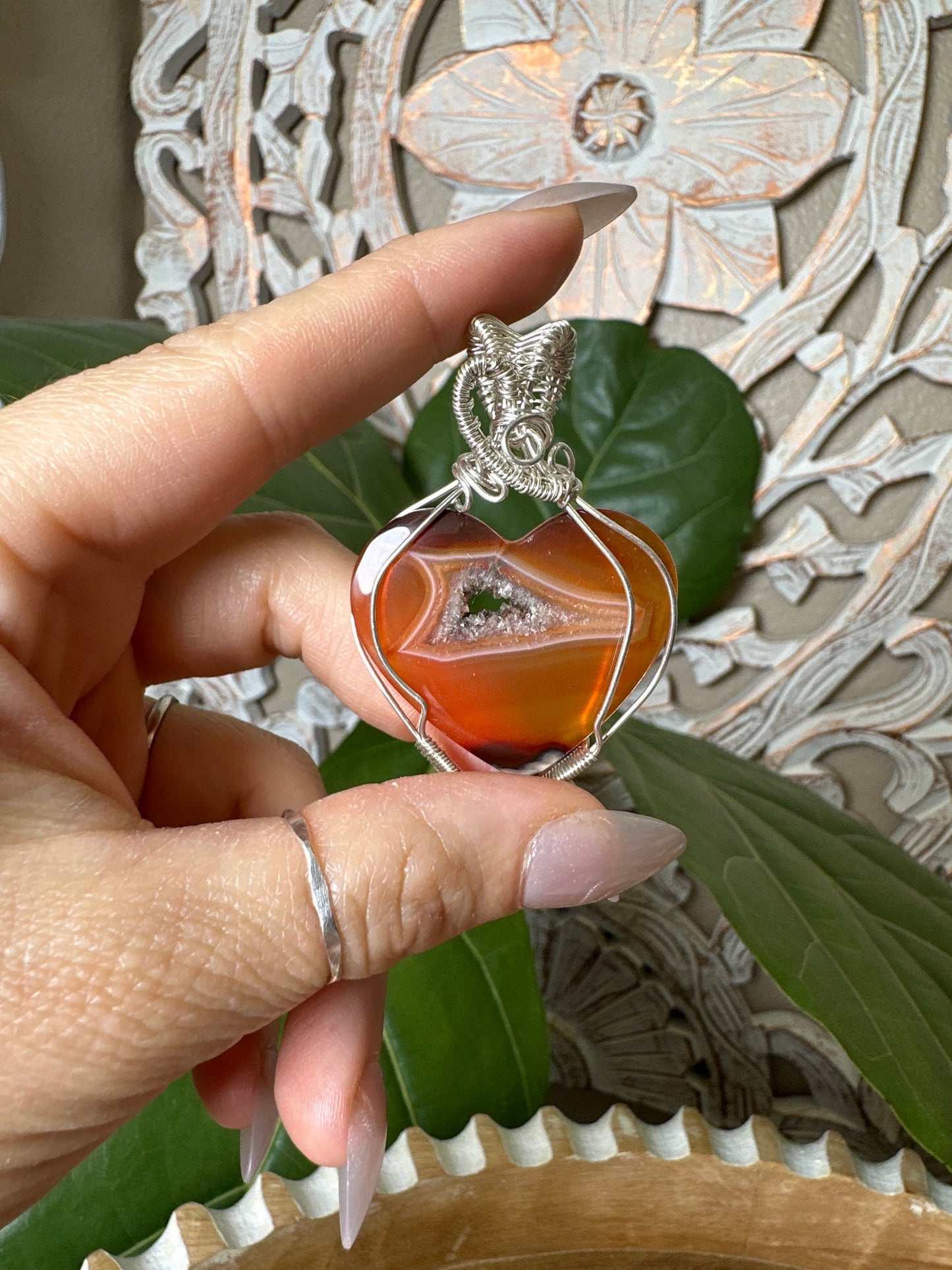 Carnelian Wire Wrapped Necklace