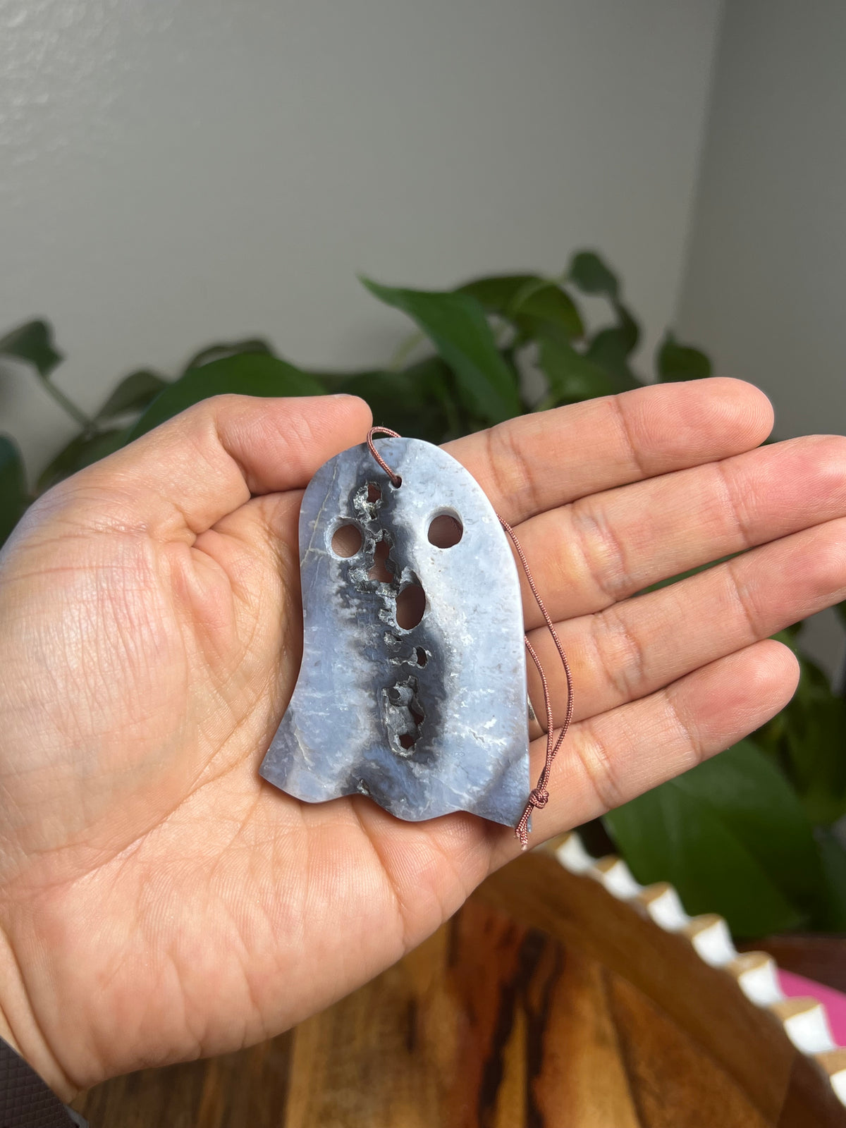Blue Plume Agate Ghost Ornaments