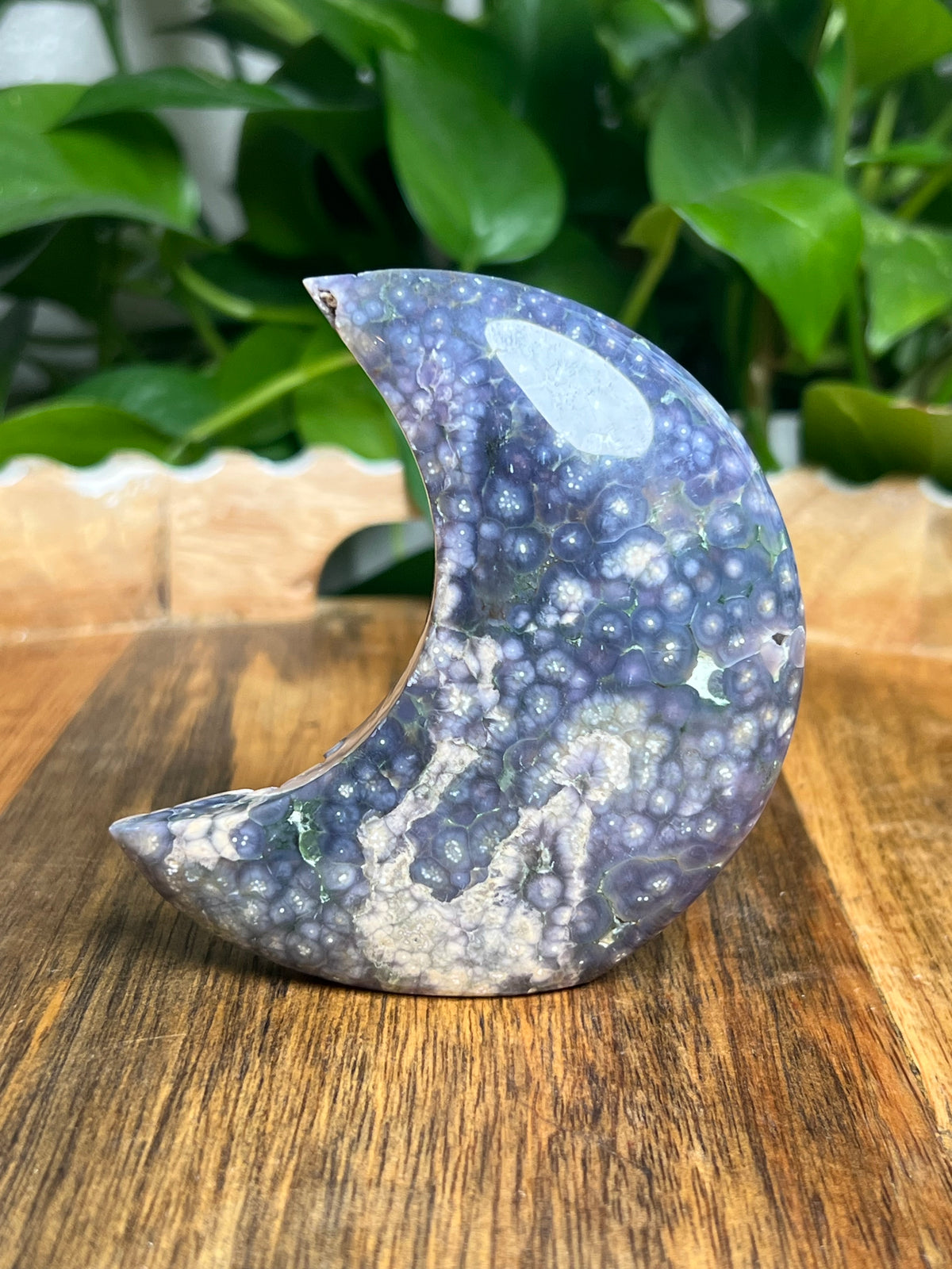 Grape Agate Self Standing Moon: GC
