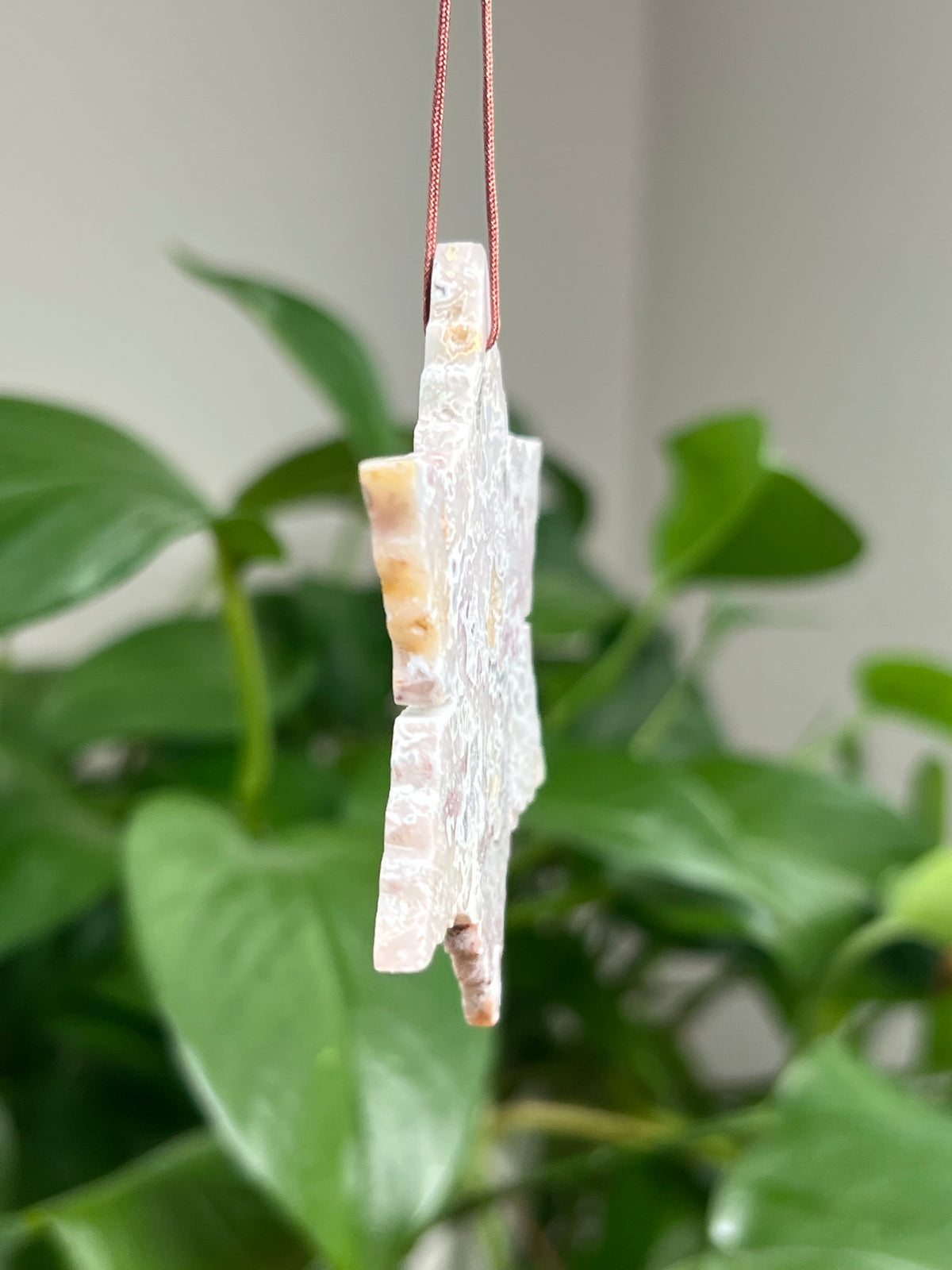 Sumatra Plume Agate Ornament Snowflake: PR