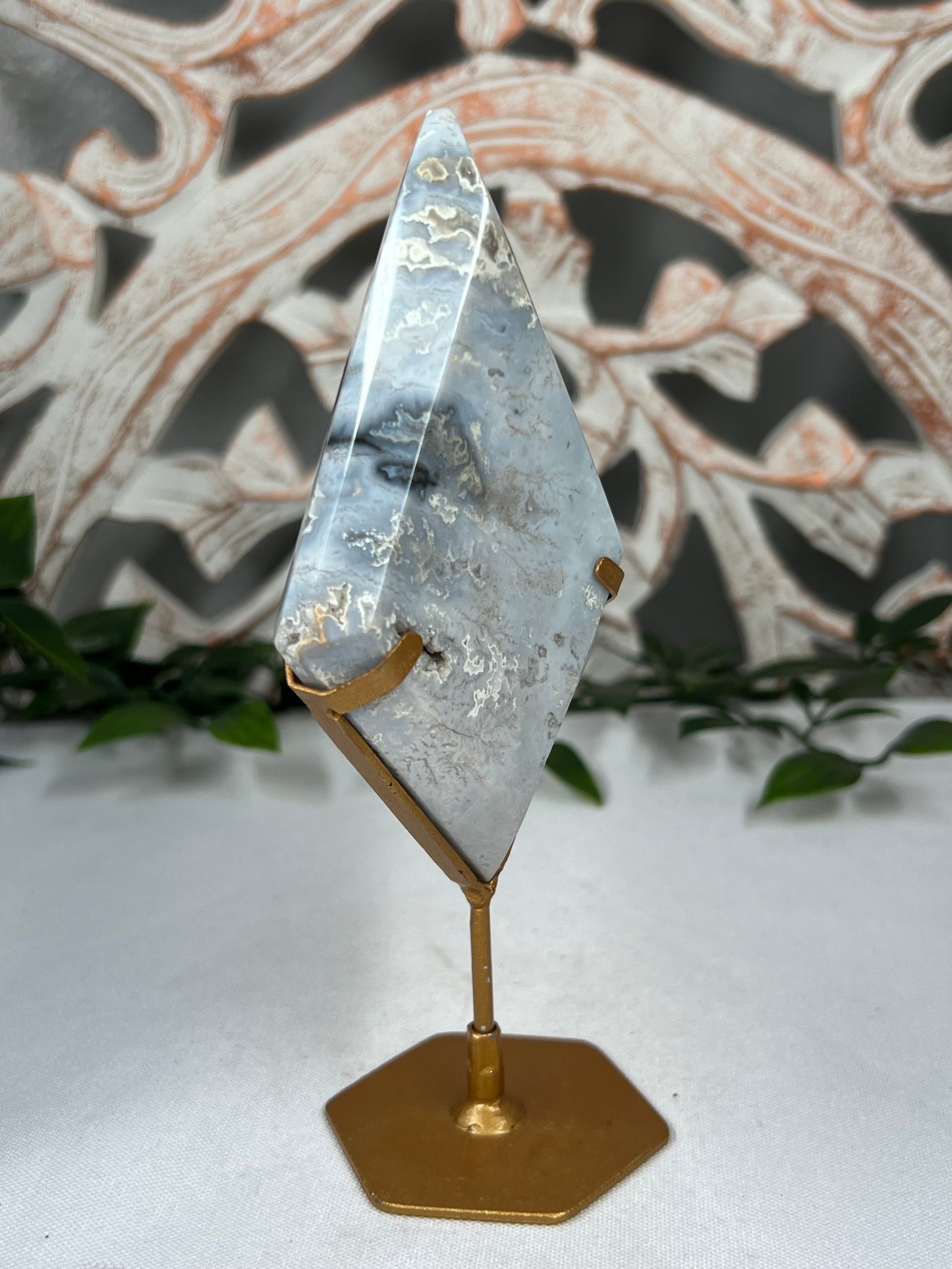 Blue Plume Agate Diamond