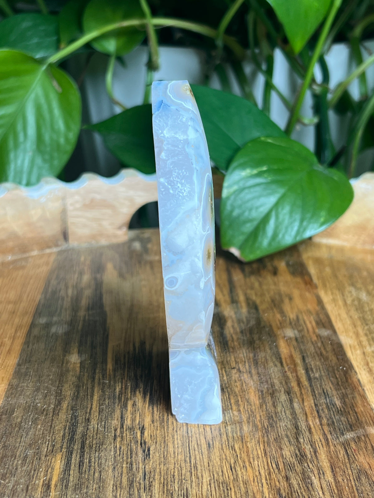 Scenic Moss Agate Self-Standing Moon: PN