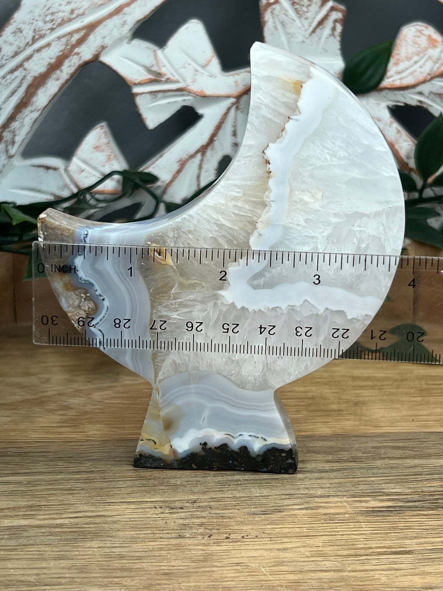 Blue Grey Lace Agate Moon