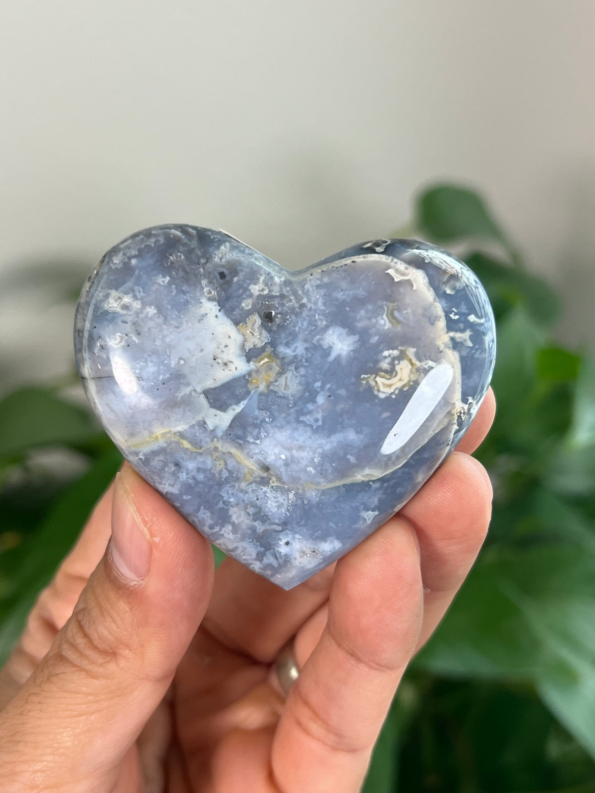 Blue Plume Agate Small Hearts