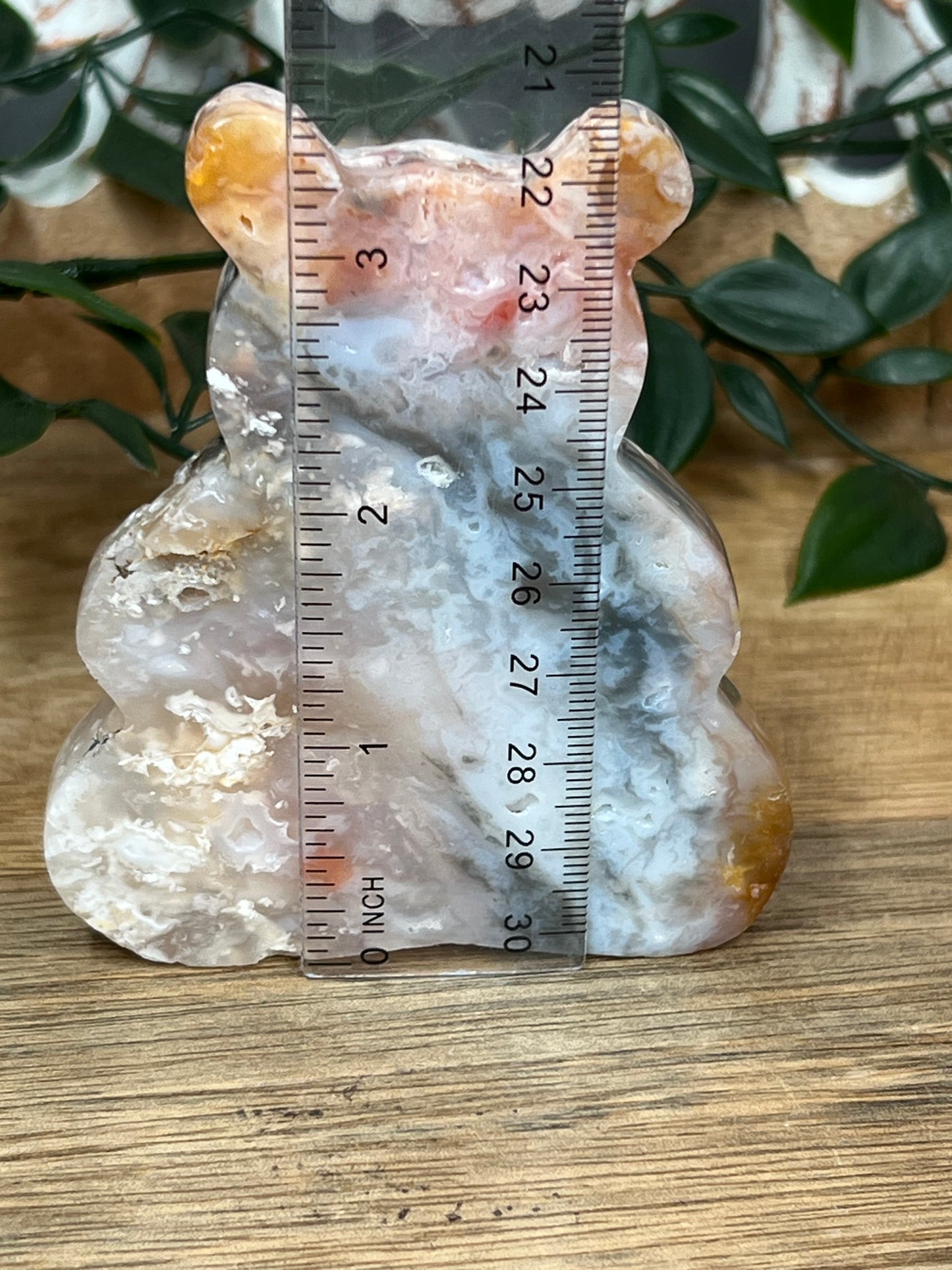 Rainbow Plume Agate Bear