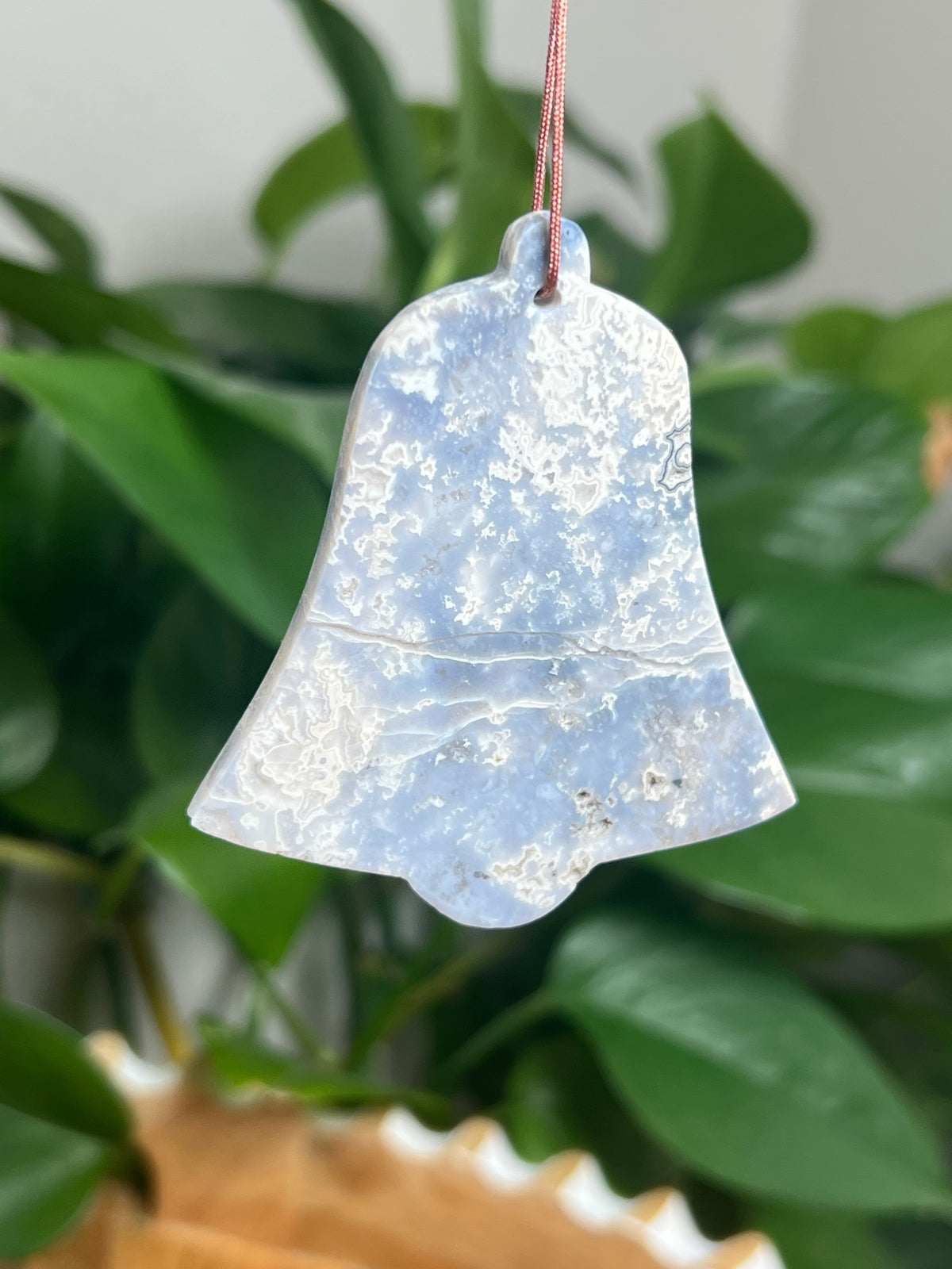 Blue Plume Agate Ornament Bell: BF