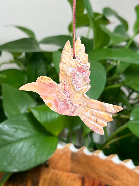 Crazy Lace Agate Ornament Hummingbird: F
