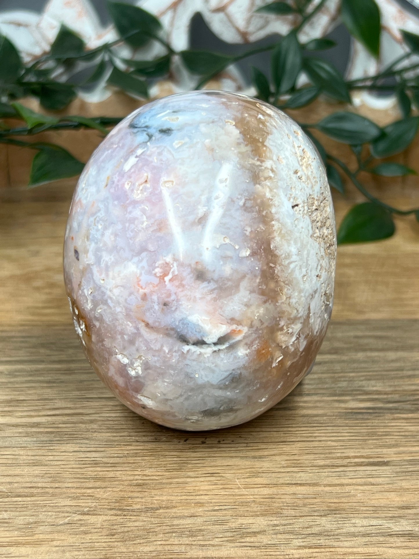 Rainbow Plume Agate Skull