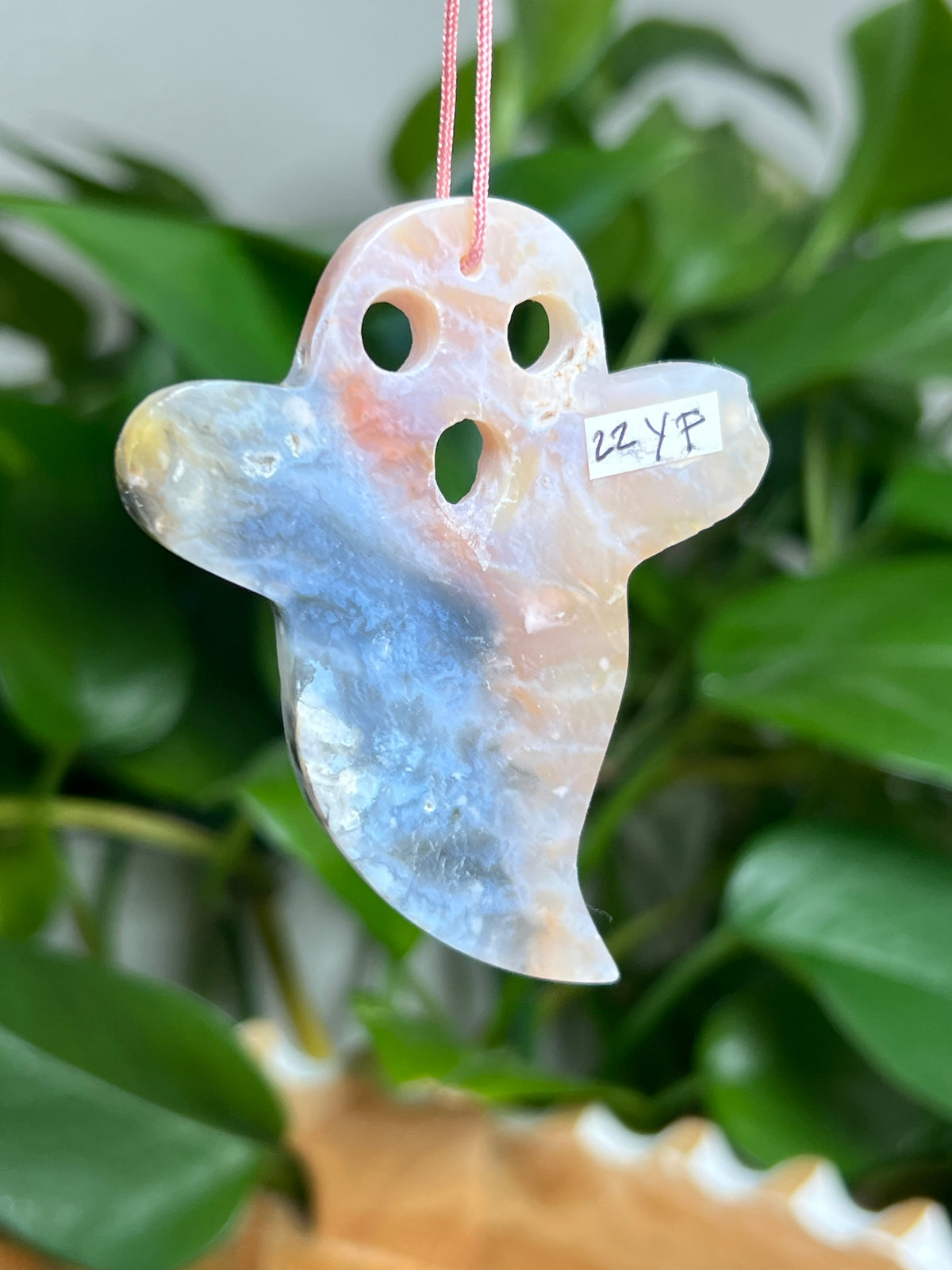 Rainbow Plume Agate Ornament Ghost: YF