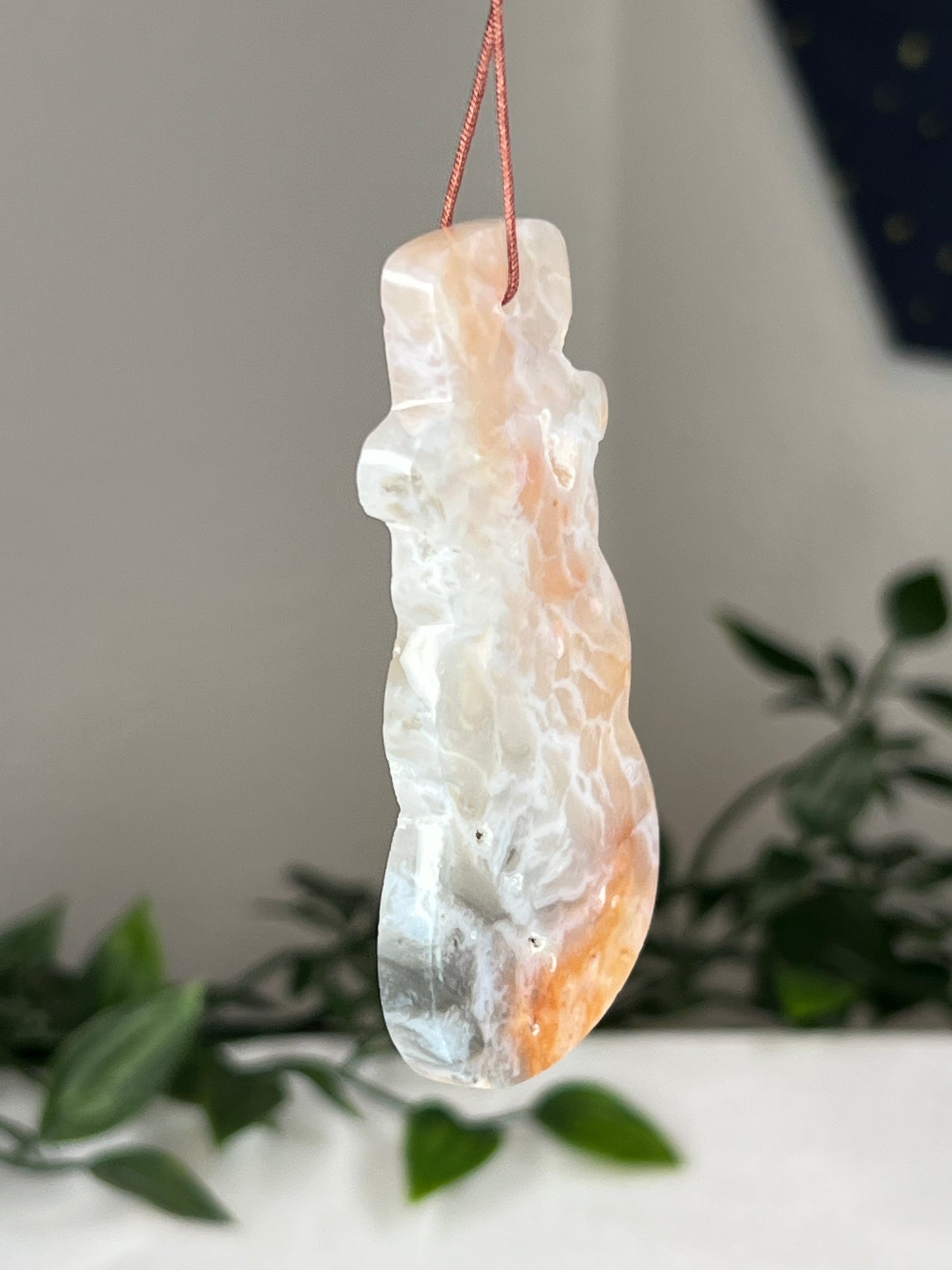 Rainbow Plume Agate Snowman Ornament