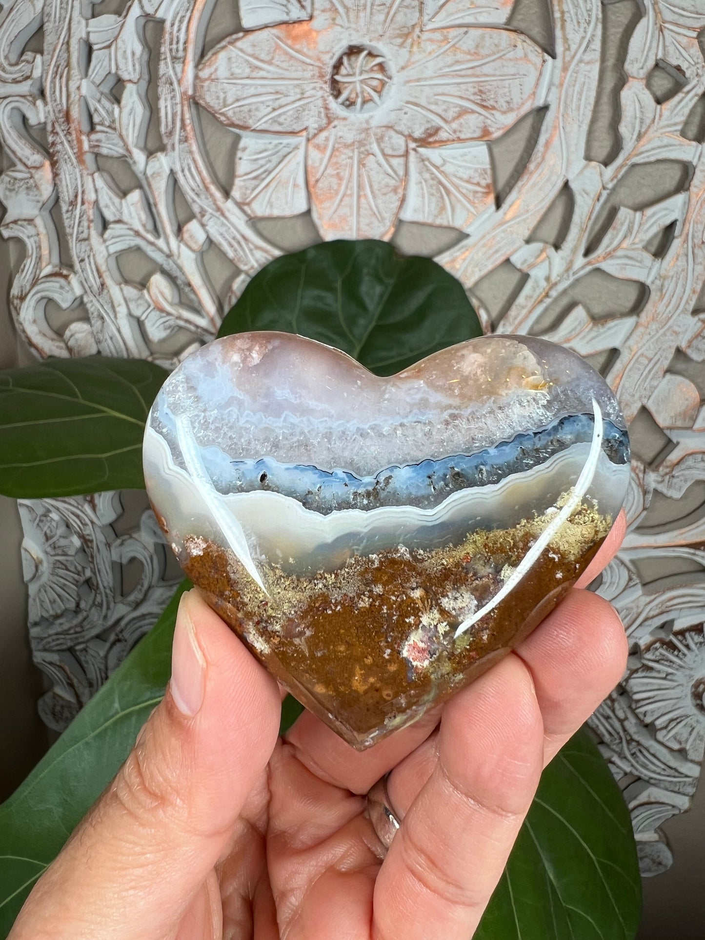 Scenic Moss Agate Heart