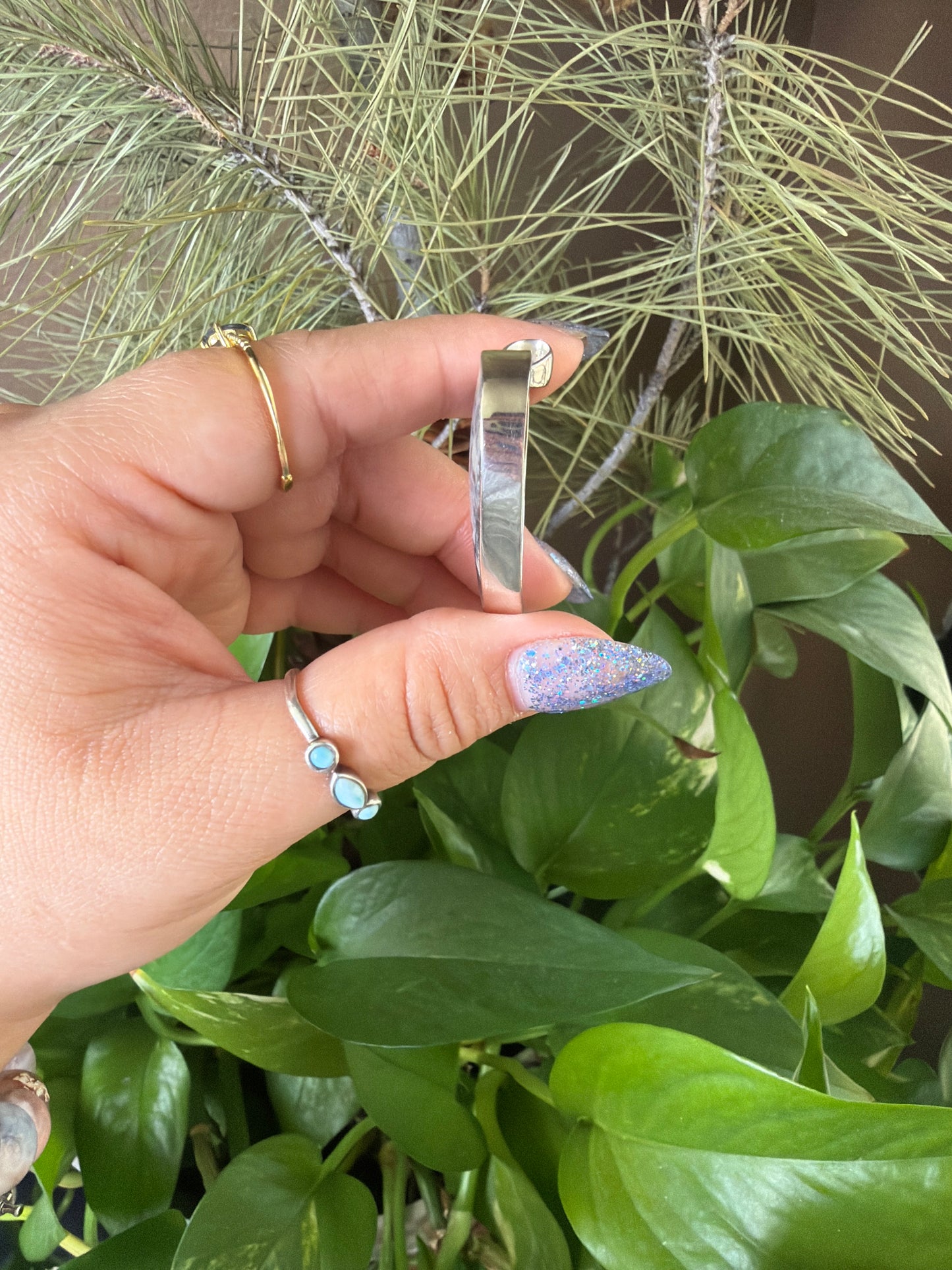 Blue Plume Agate Heart Necklace