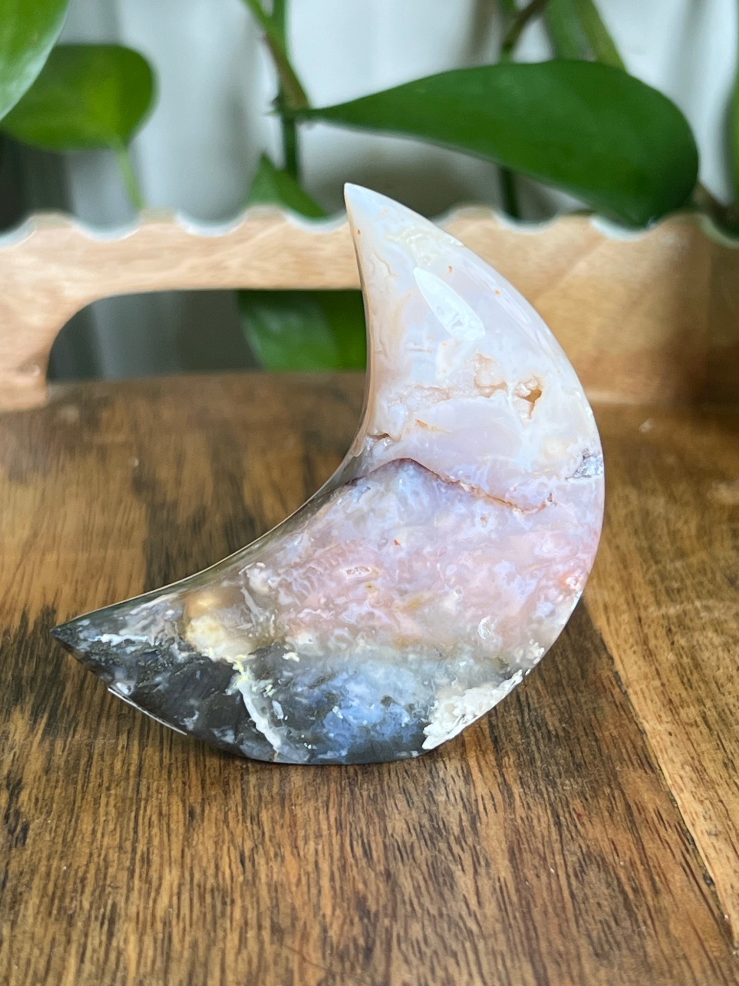 Rainbow Plume Agate Moon E