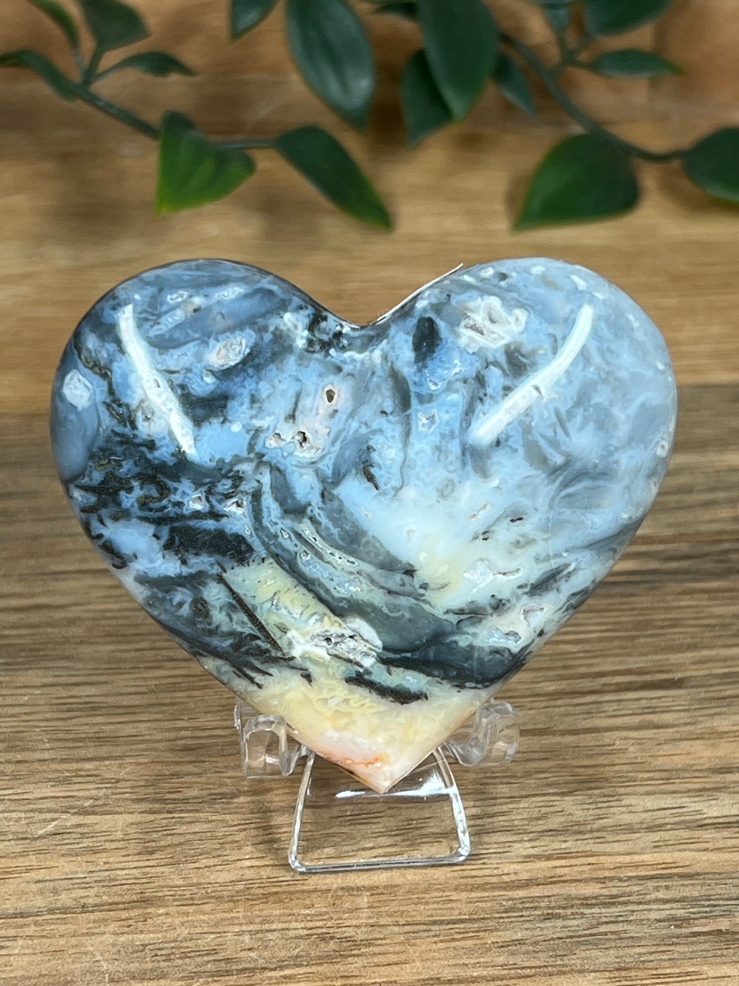 Rainbow Plume Agate Heart