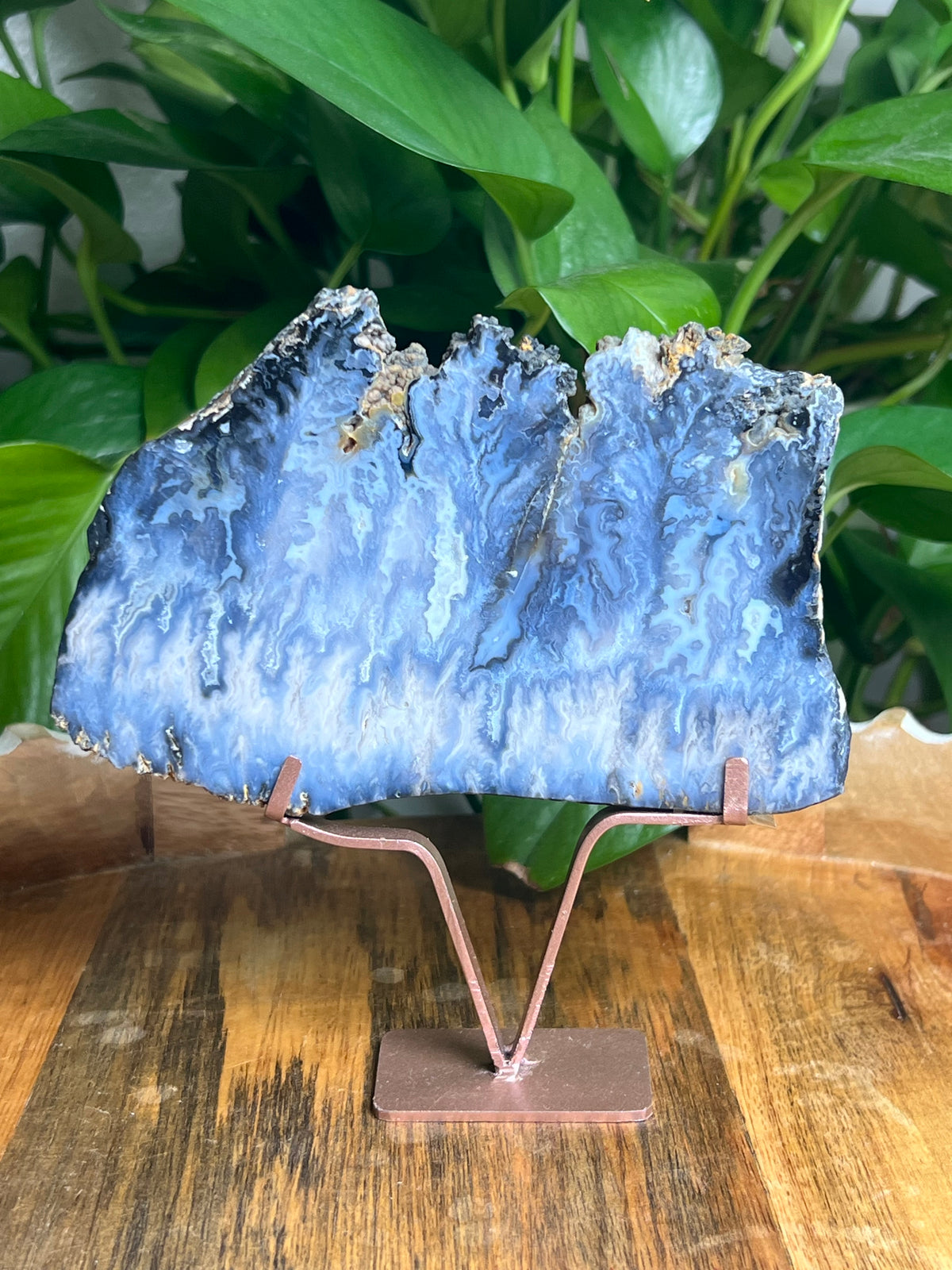Blue Plume Agate Slab: AK
